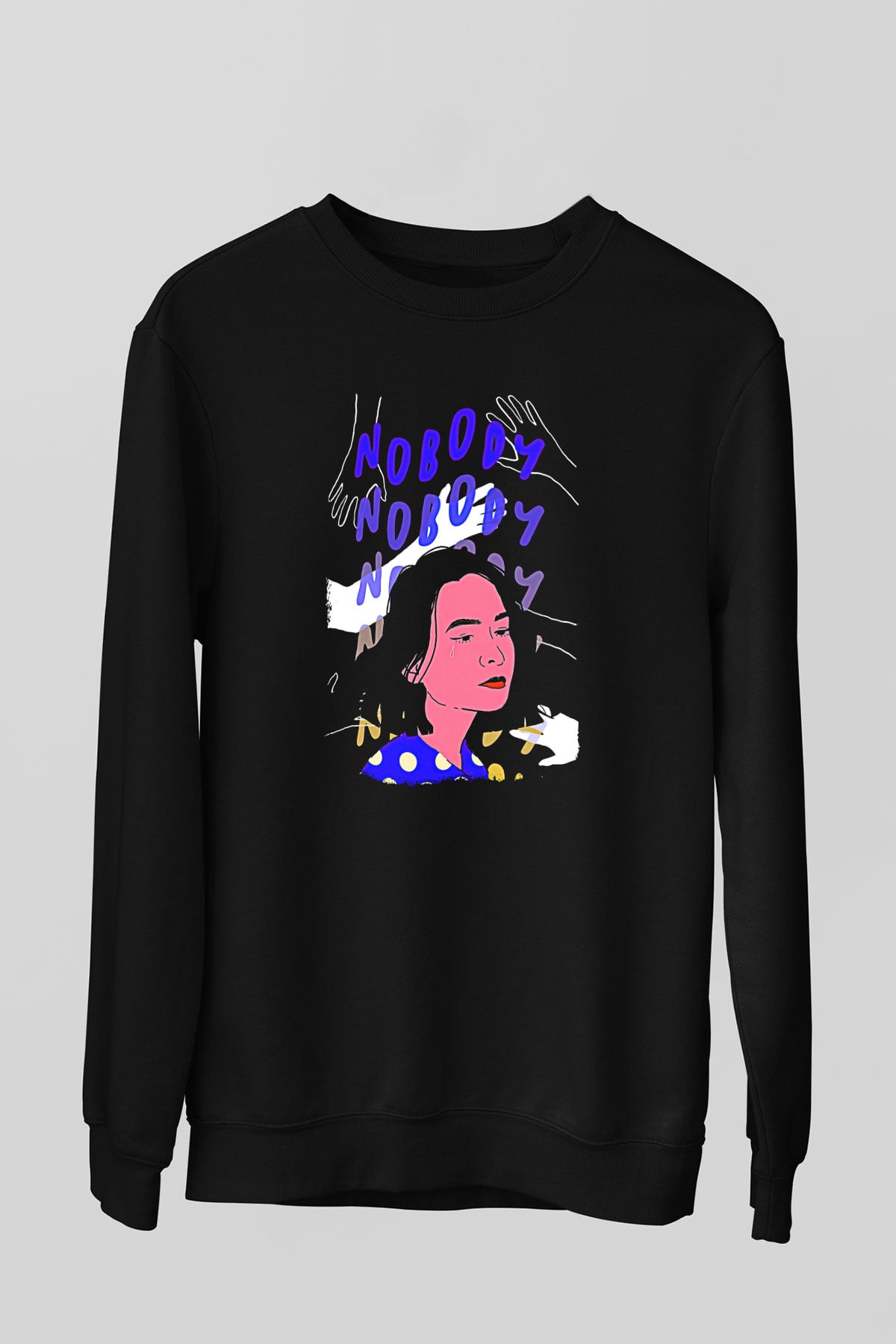 Mitski Baskılı Baskılı Unisex Siyah Sweatshirt
