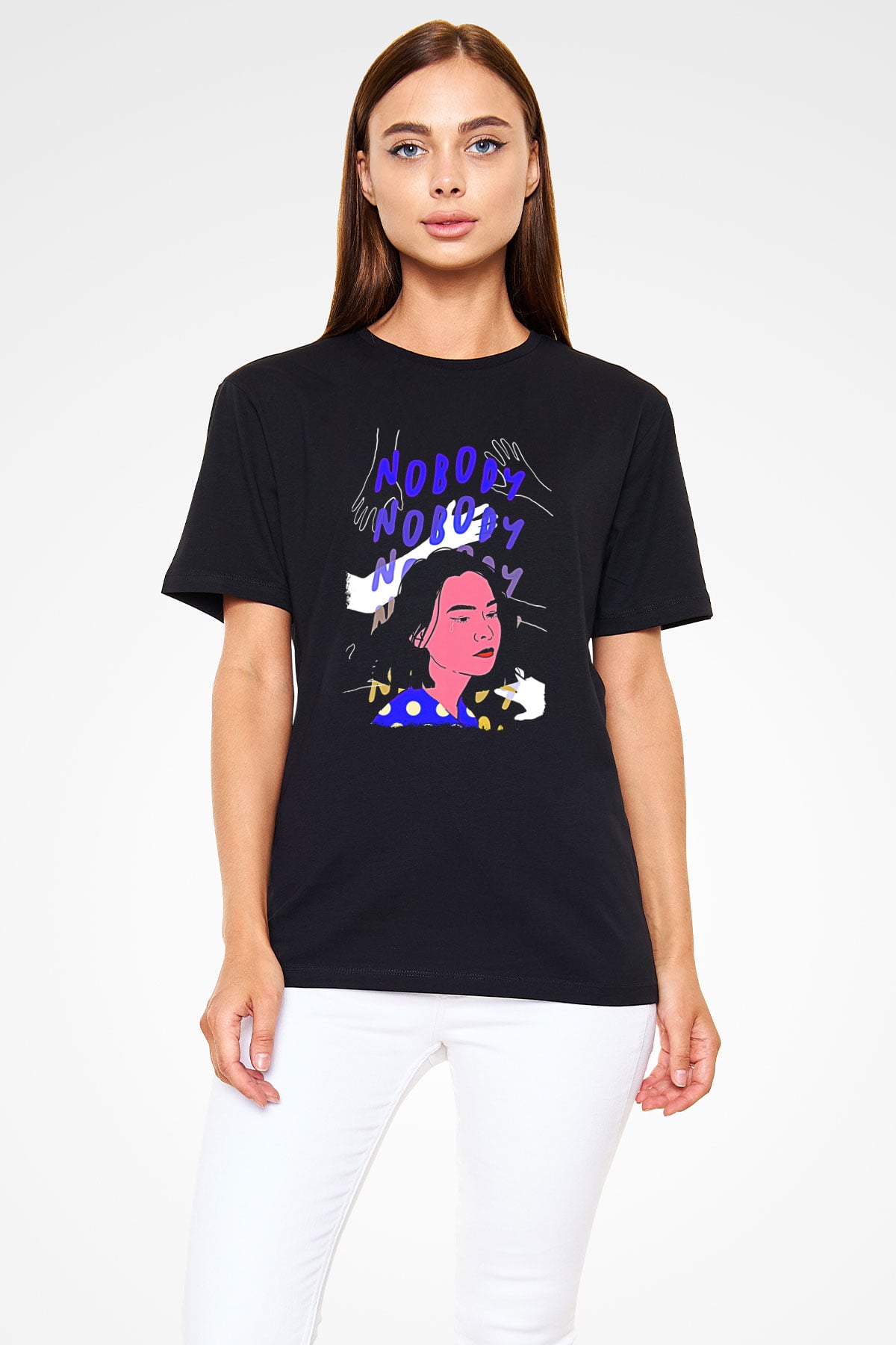 Mitski Baskılı Baskılı Unisex Siyah Tişört - Tshirt