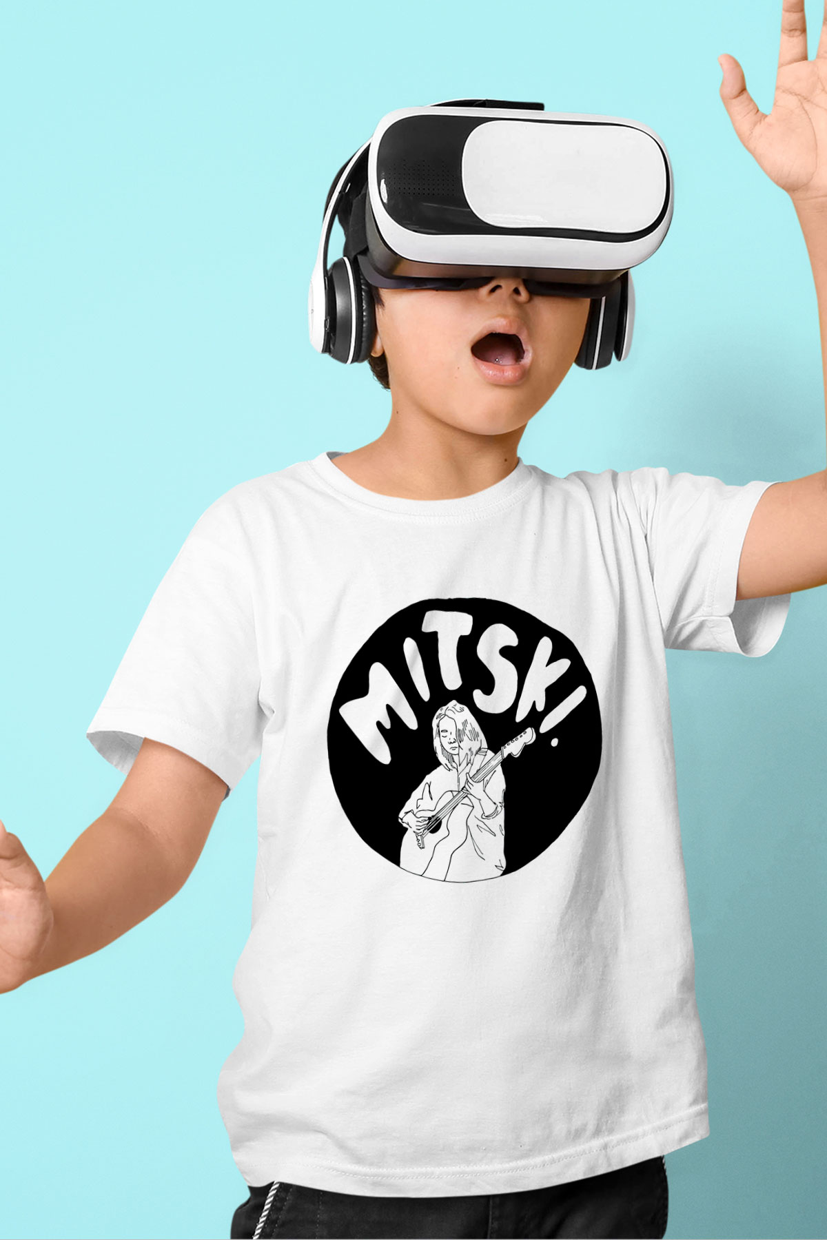 Mitski Baskılı Beyaz Unisex Beyaz Çocuk Tişört - Tshirt