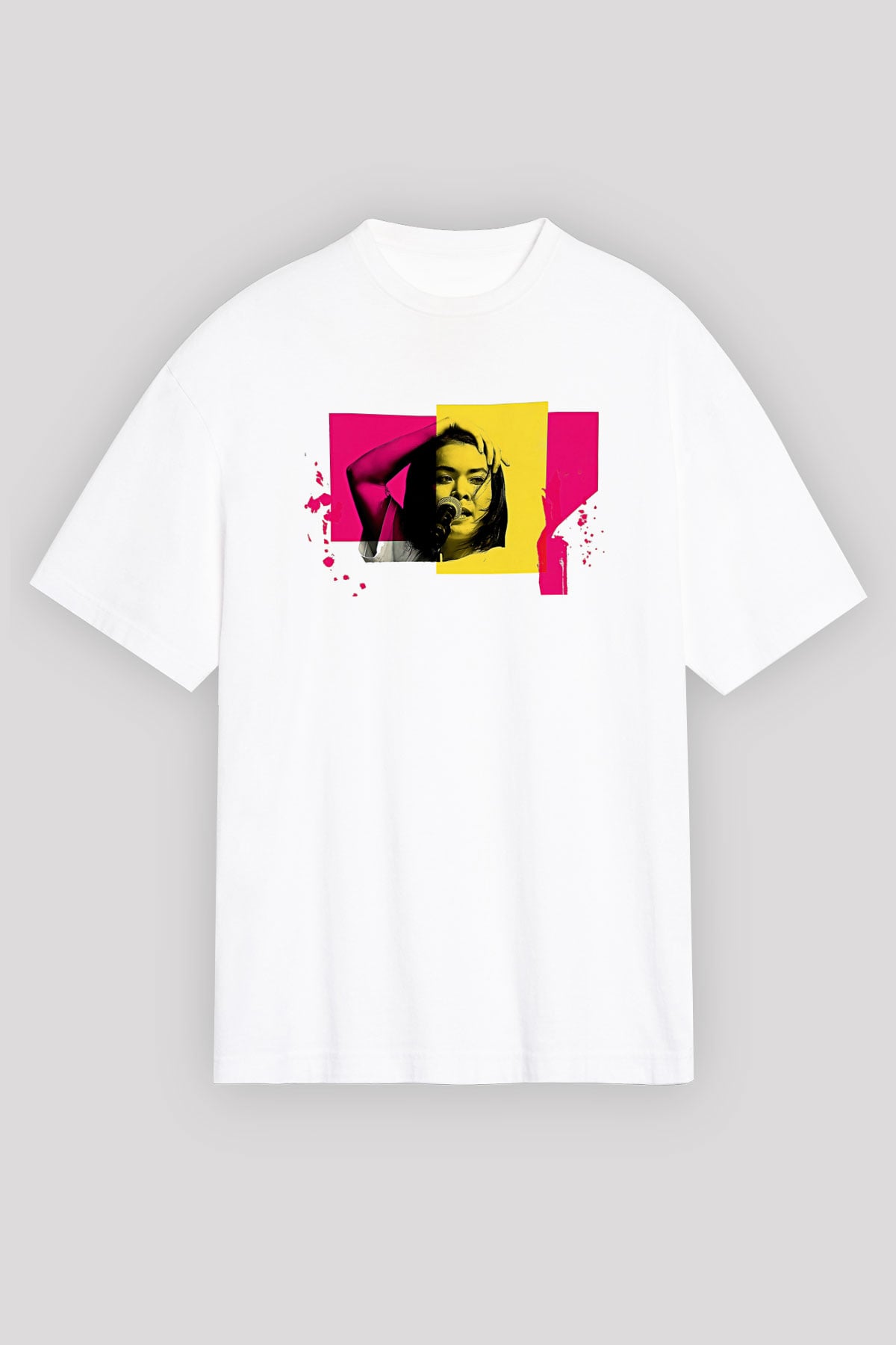 Mitski Baskılı Beyaz Unisex Oversize Tişört - Tshirt