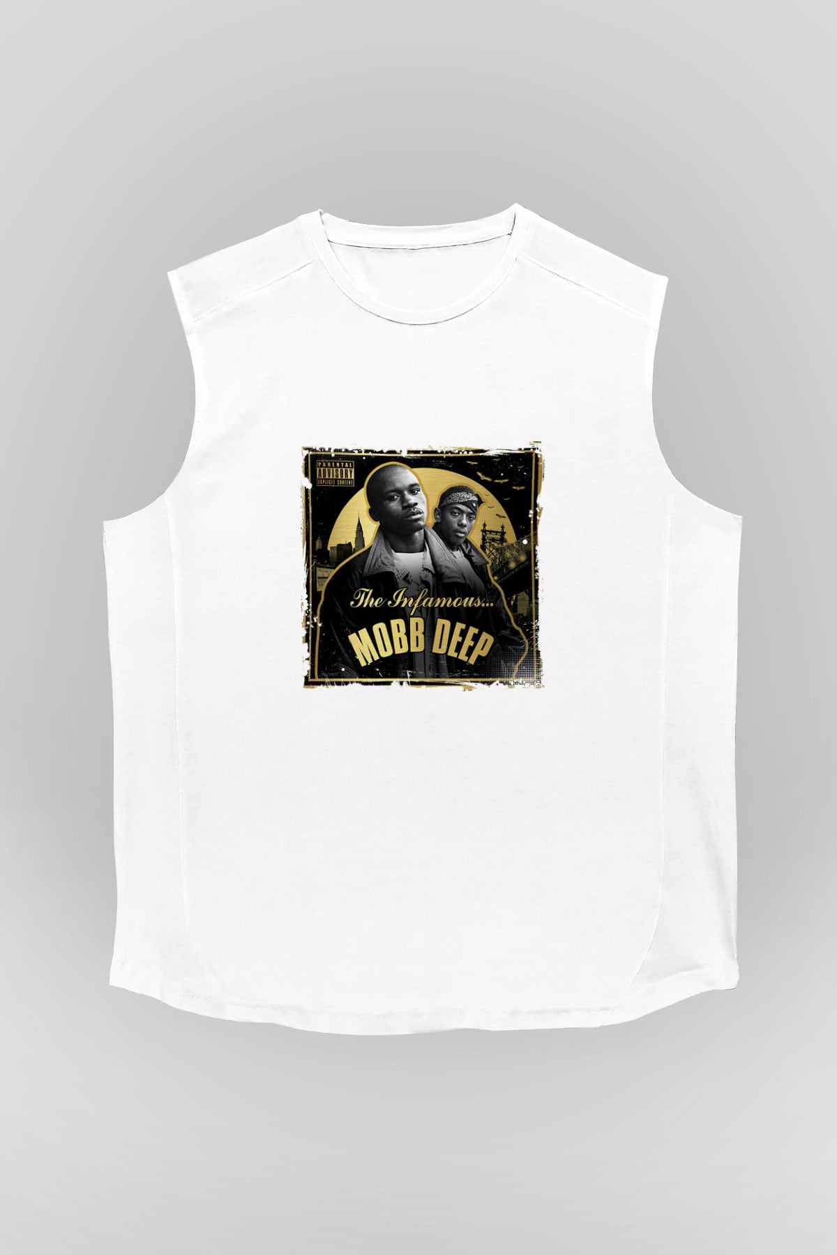 Mobb Deep Baskılı Unisex Beyaz Kolsuz Tişört
