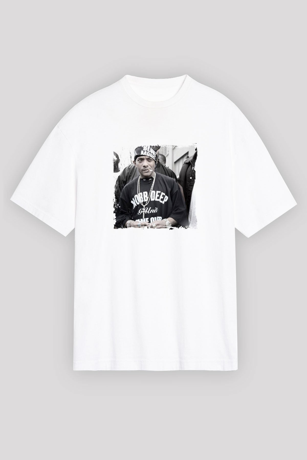 Mobb Deep Baskılı Unisex Beyaz Tişört