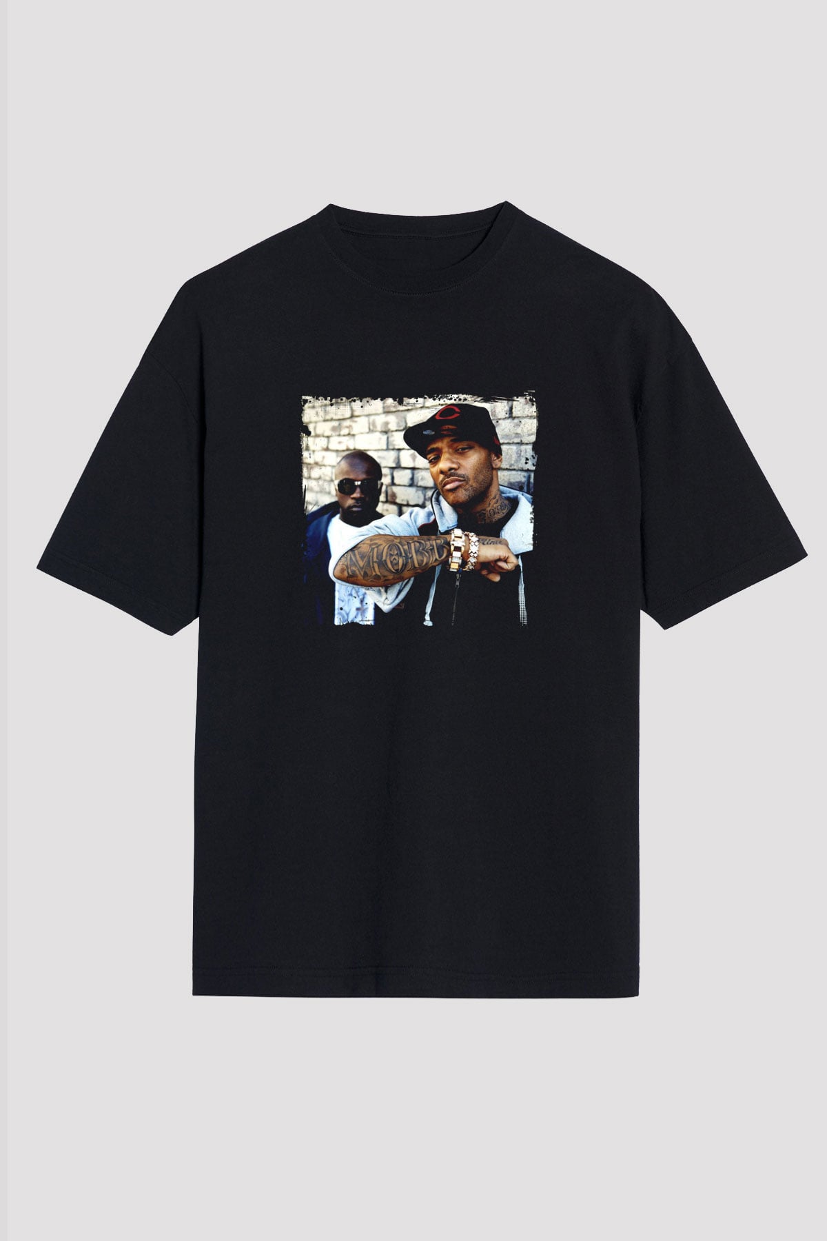 Mobb Deep Baskılı Unisex Oversize Siyah Tişört