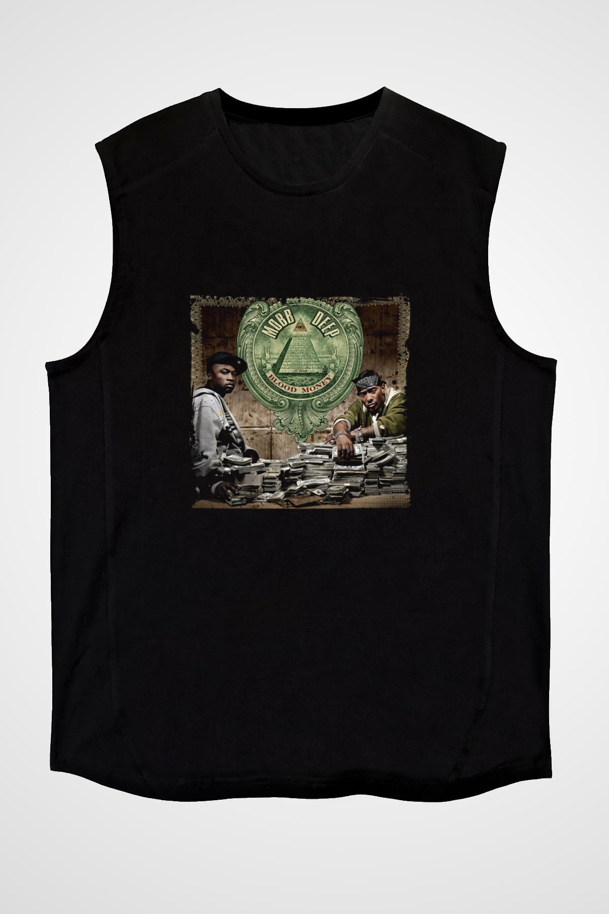 Mobb Deep Baskılı Unisex Siyah Kolsuz Tişört