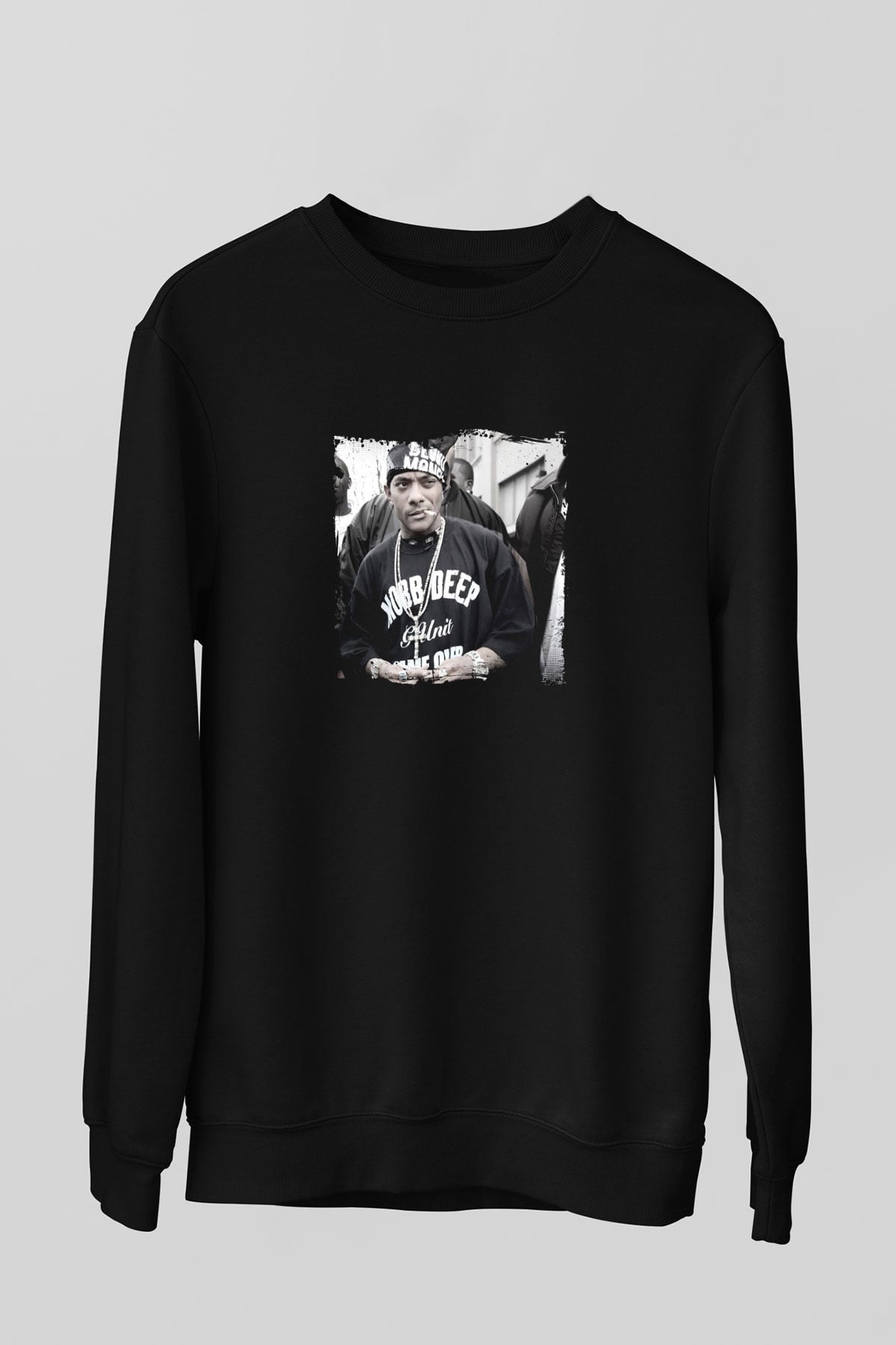 Mobb Deep Baskılı Unisex Siyah Sweatshirt