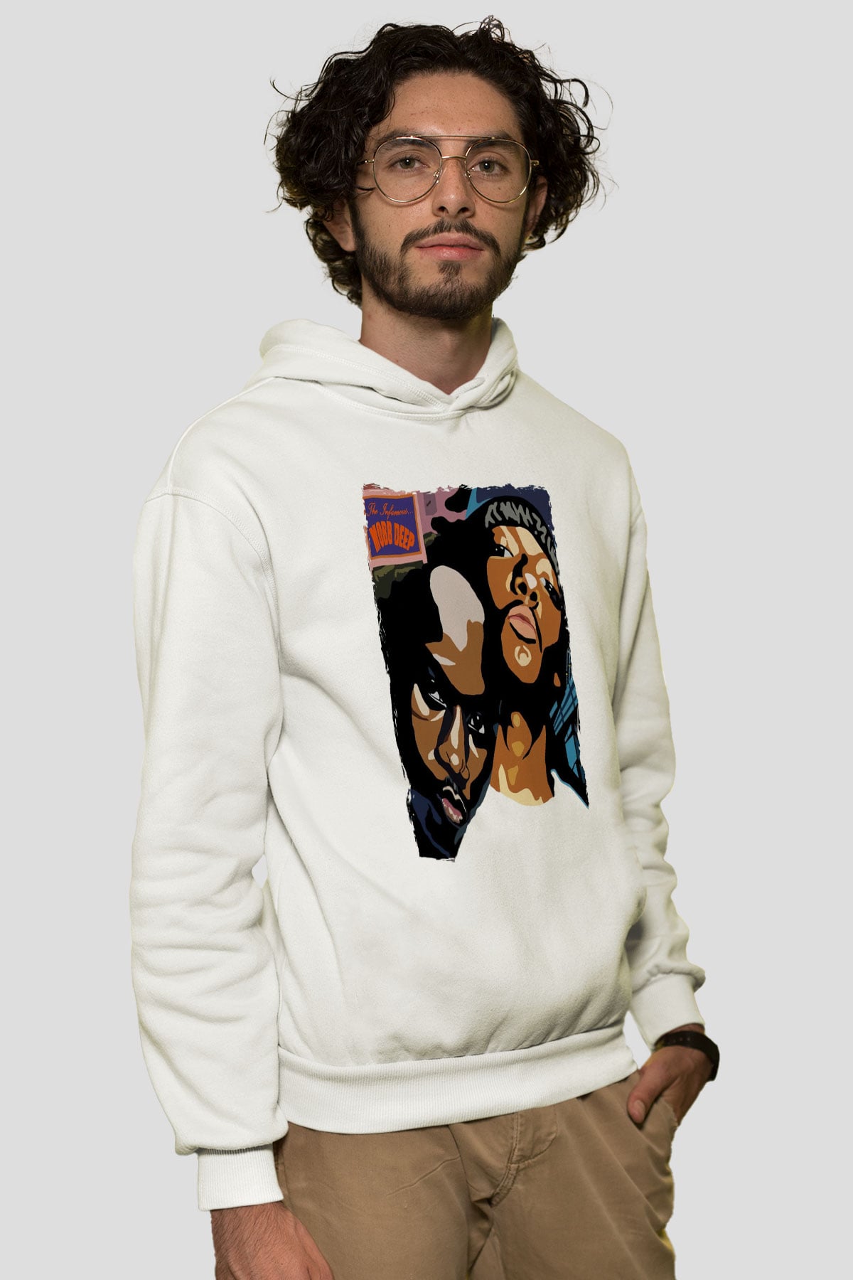 Mobb Deep Beyaz Unisex Kapüşonlu Sweatshirt