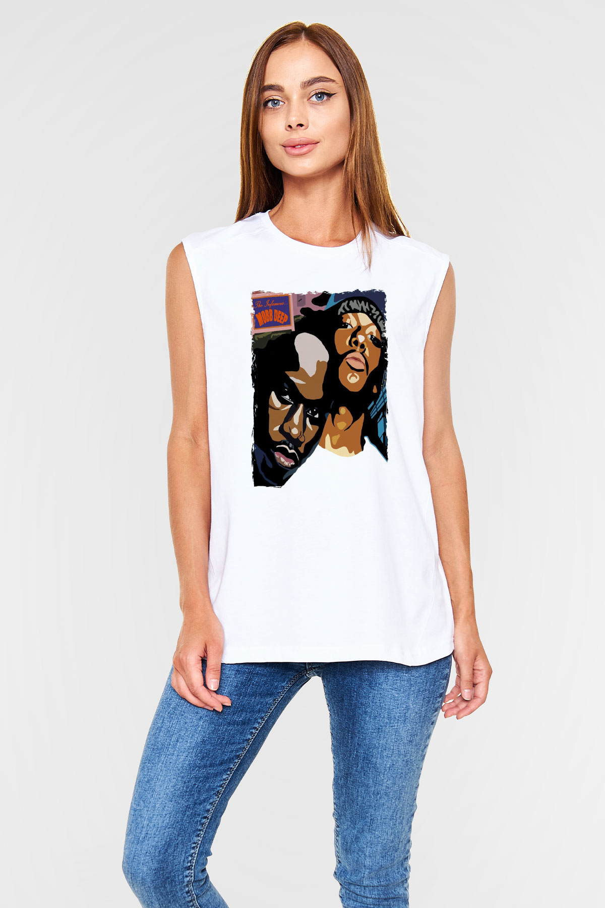 Mobb Deep Beyaz Unisex Kolsuz Tişört