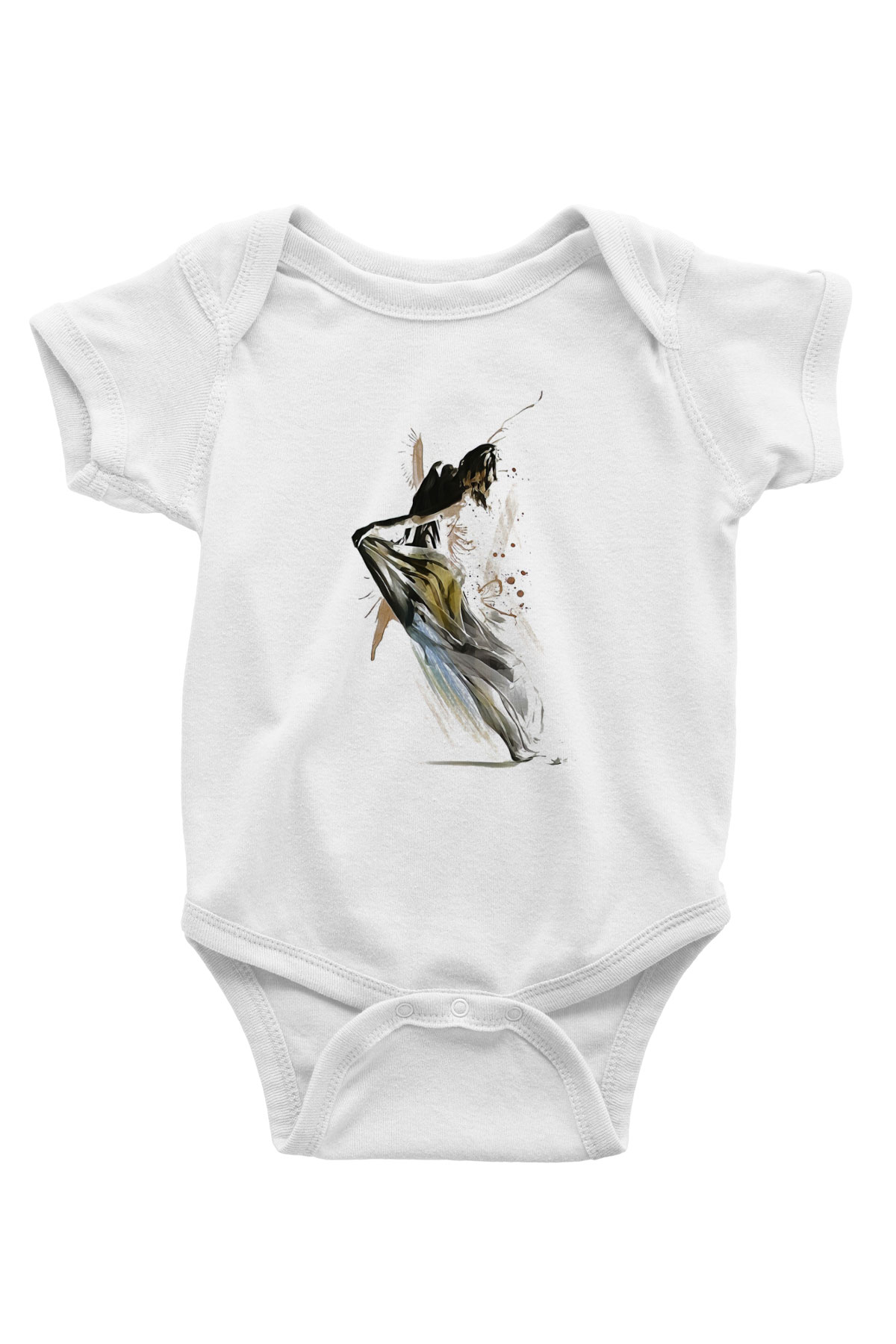 Modern Dans Baskılı Beyaz Unisex Bebek Body - Zıbın