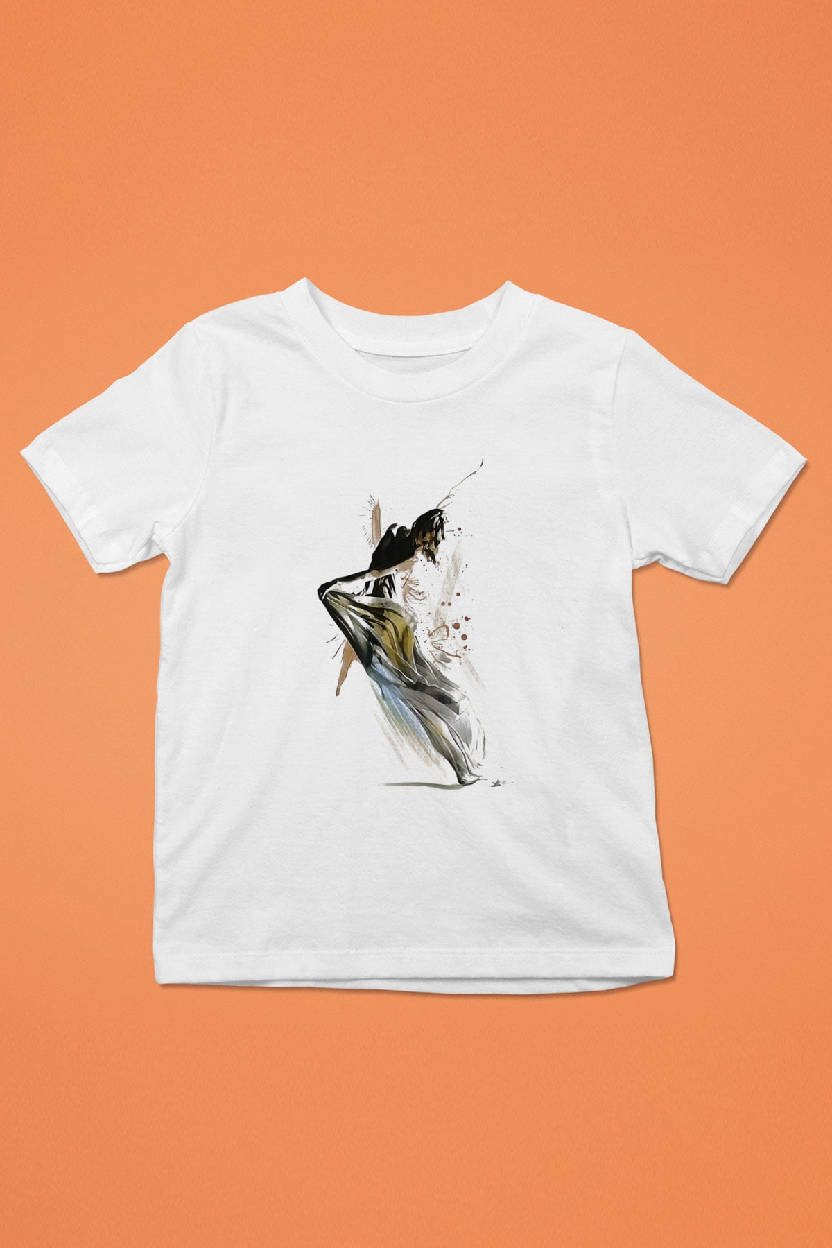 Modern Dans Baskılı Beyaz Unisex Çocuk Tişört