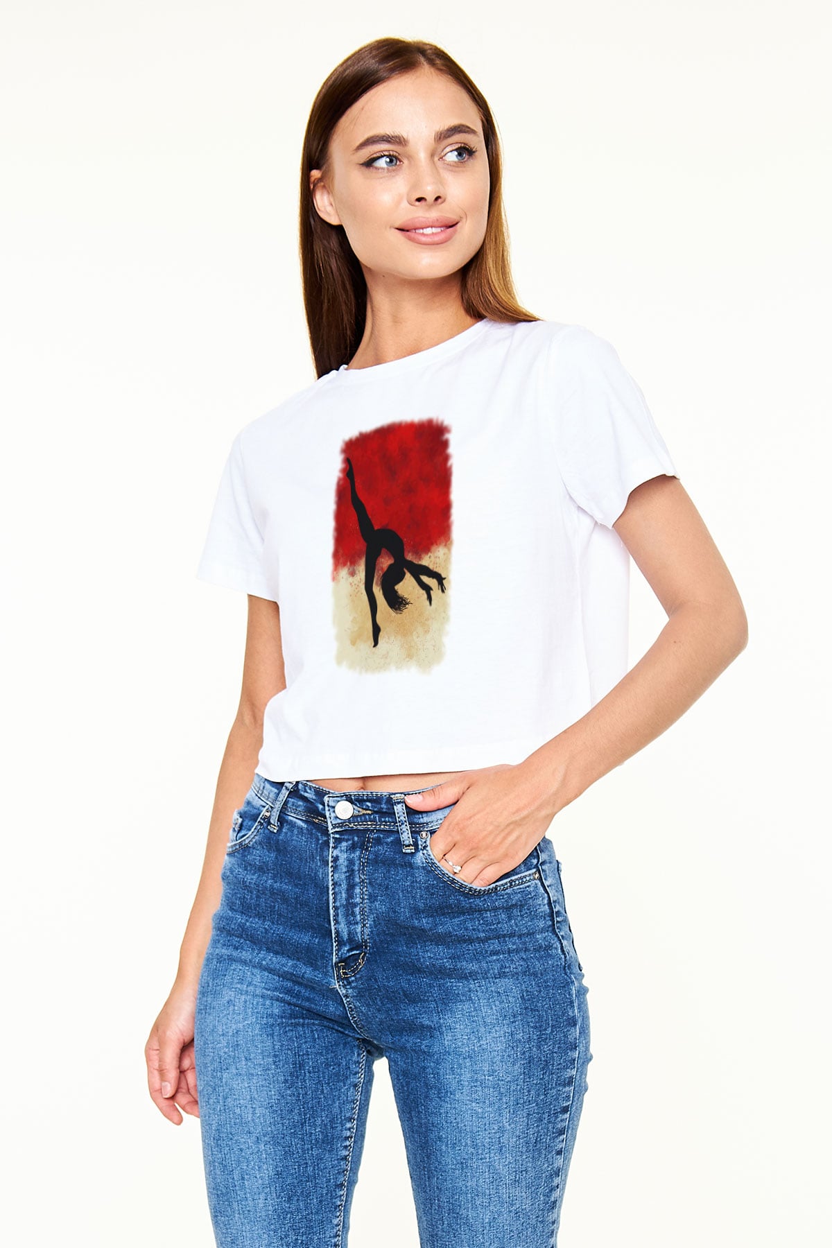 Modern Dans Beyaz  Crop Top Tişört