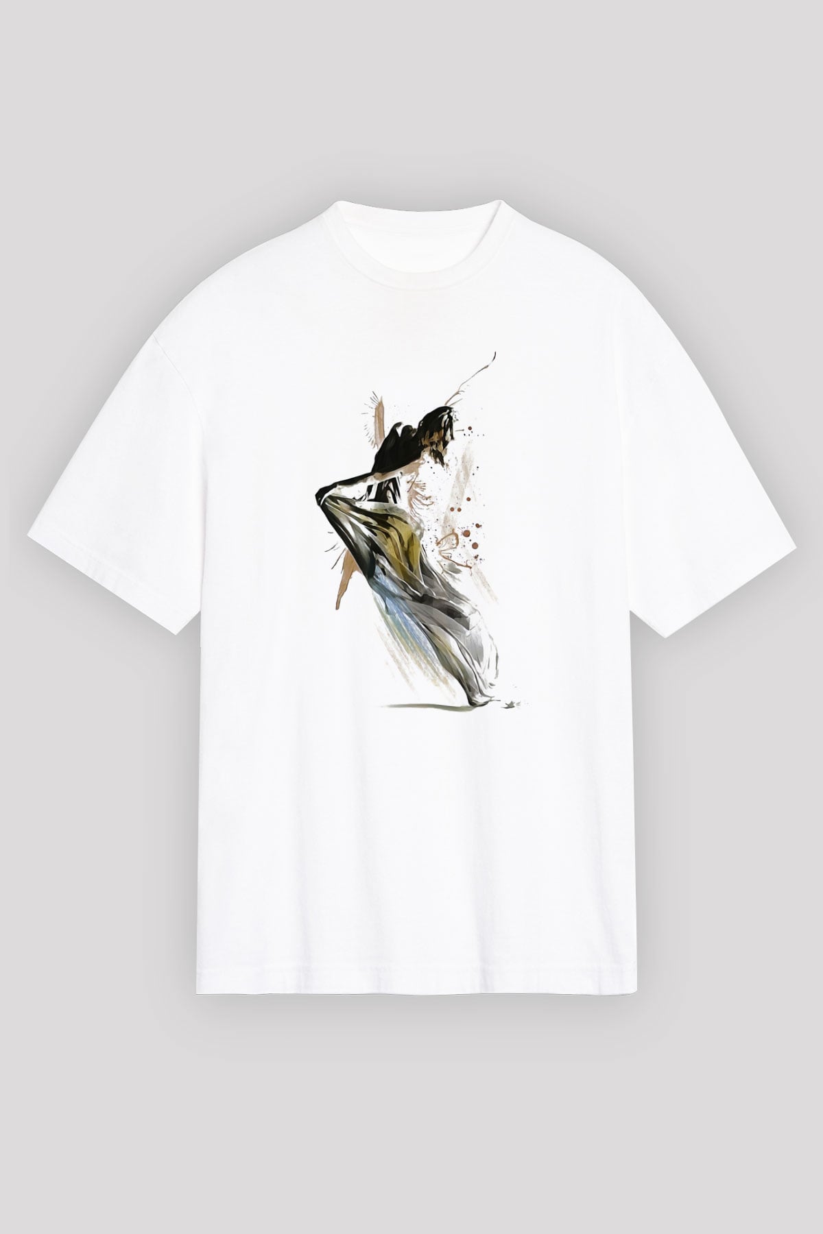 Modern Dans Beyaz Unisex Oversize Tişört T-Shirt