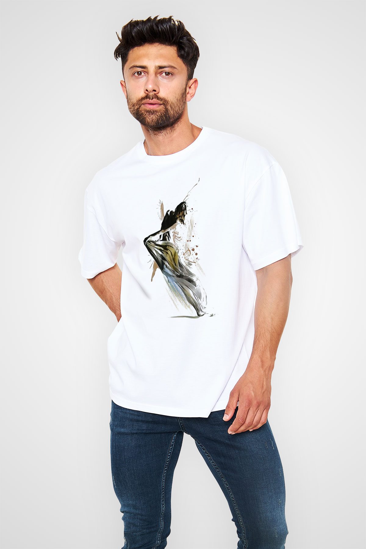 Modern Dans Beyaz Unisex Oversize Tişört T-Shirt