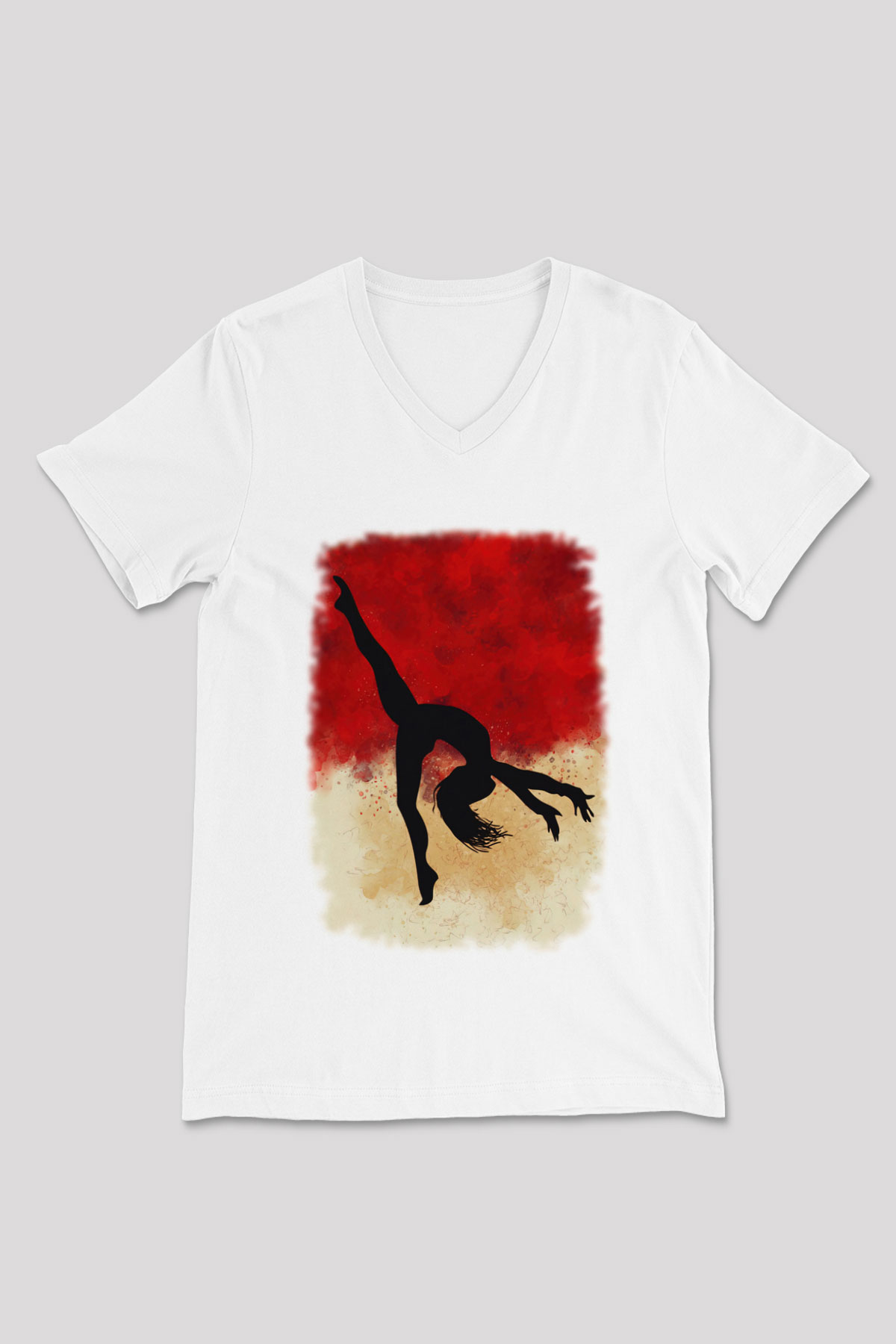 Modern Dans Beyaz Unisex V Yaka Tişört
