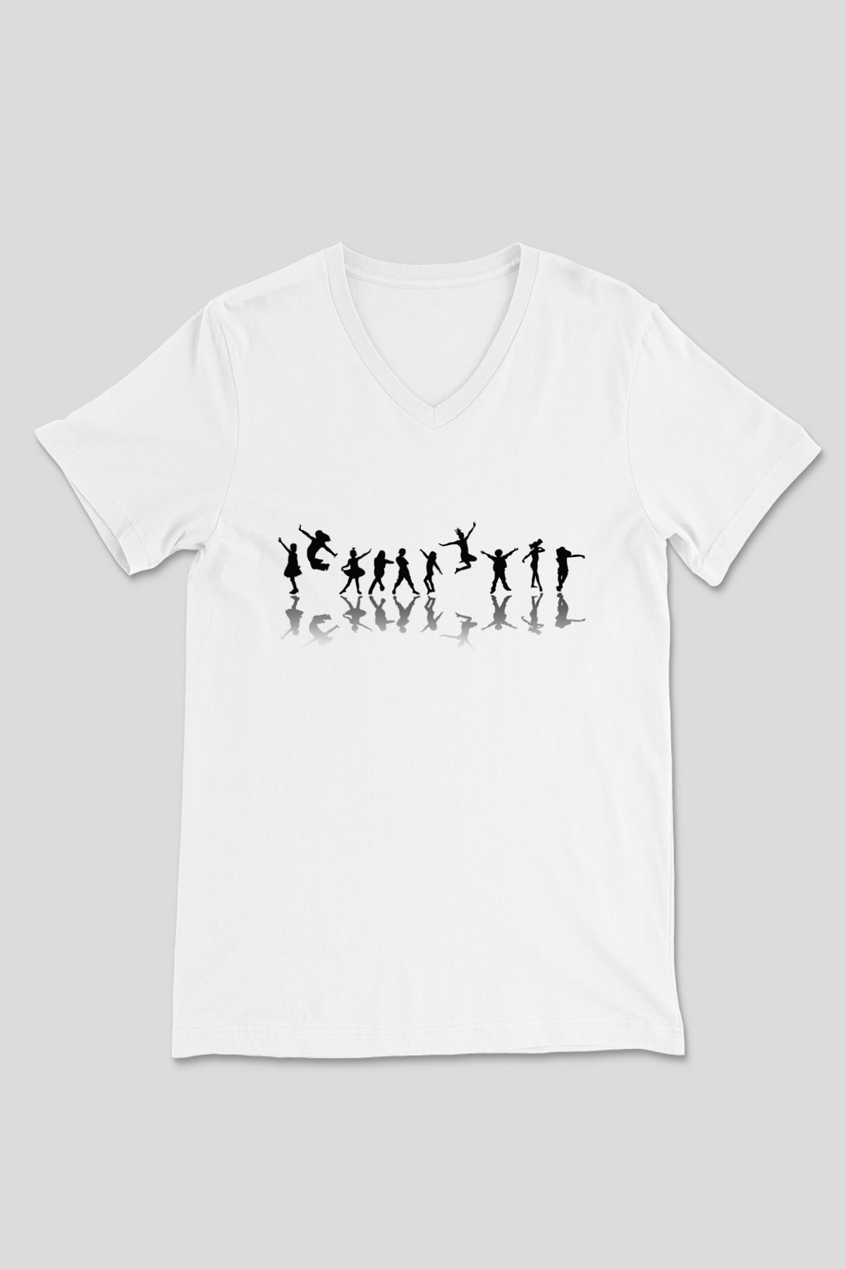 Modern Dans Beyaz Unisex V Yaka Tişört T-Shirt