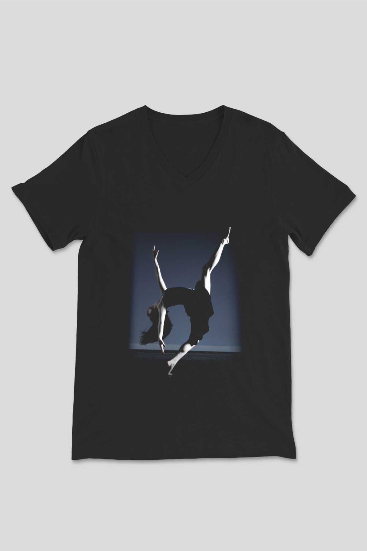 Modern Dans Siyah Unisex V Yaka Tişört T-Shirt