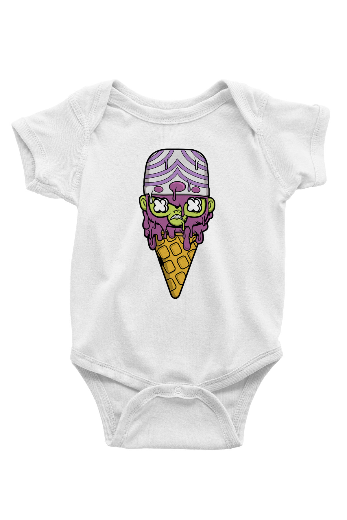 Mojo Jo Ice Cream Baskılı Beyaz Unisex Bebek Body - Zıbın