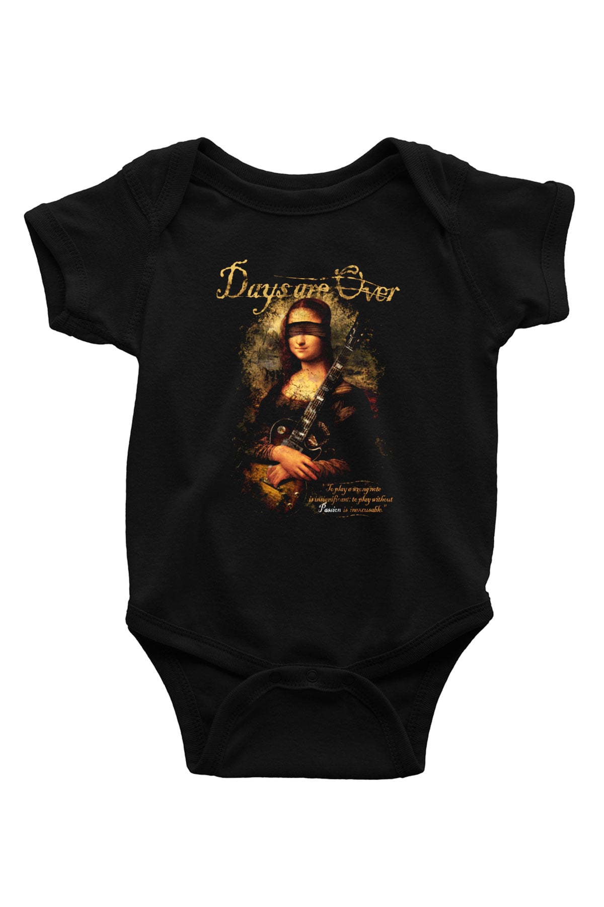 Mona Lisa Baskılı Siyah Bebek Body - Zıbın