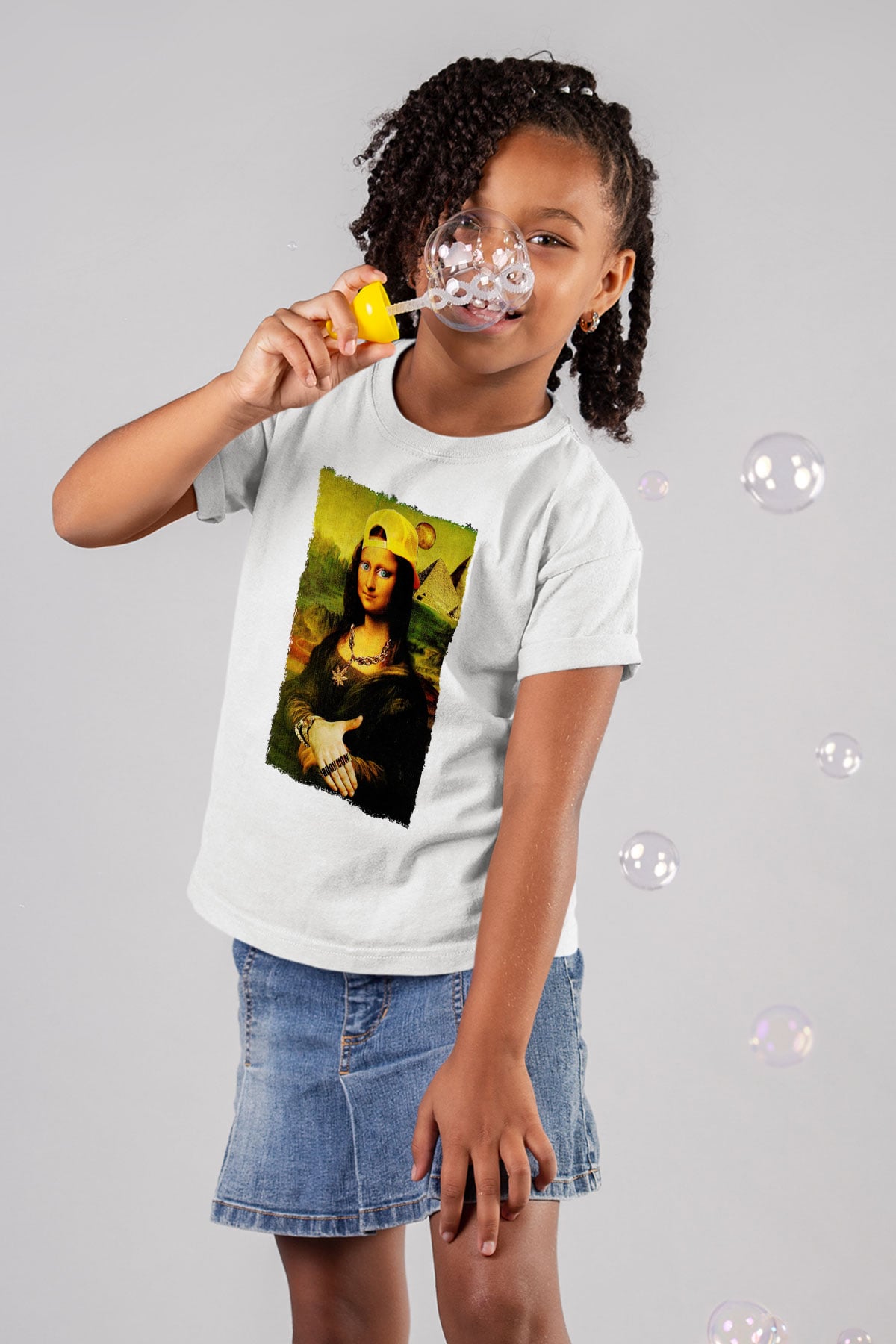Mona Lisa Beyaz Unisex Çocuk Tişört