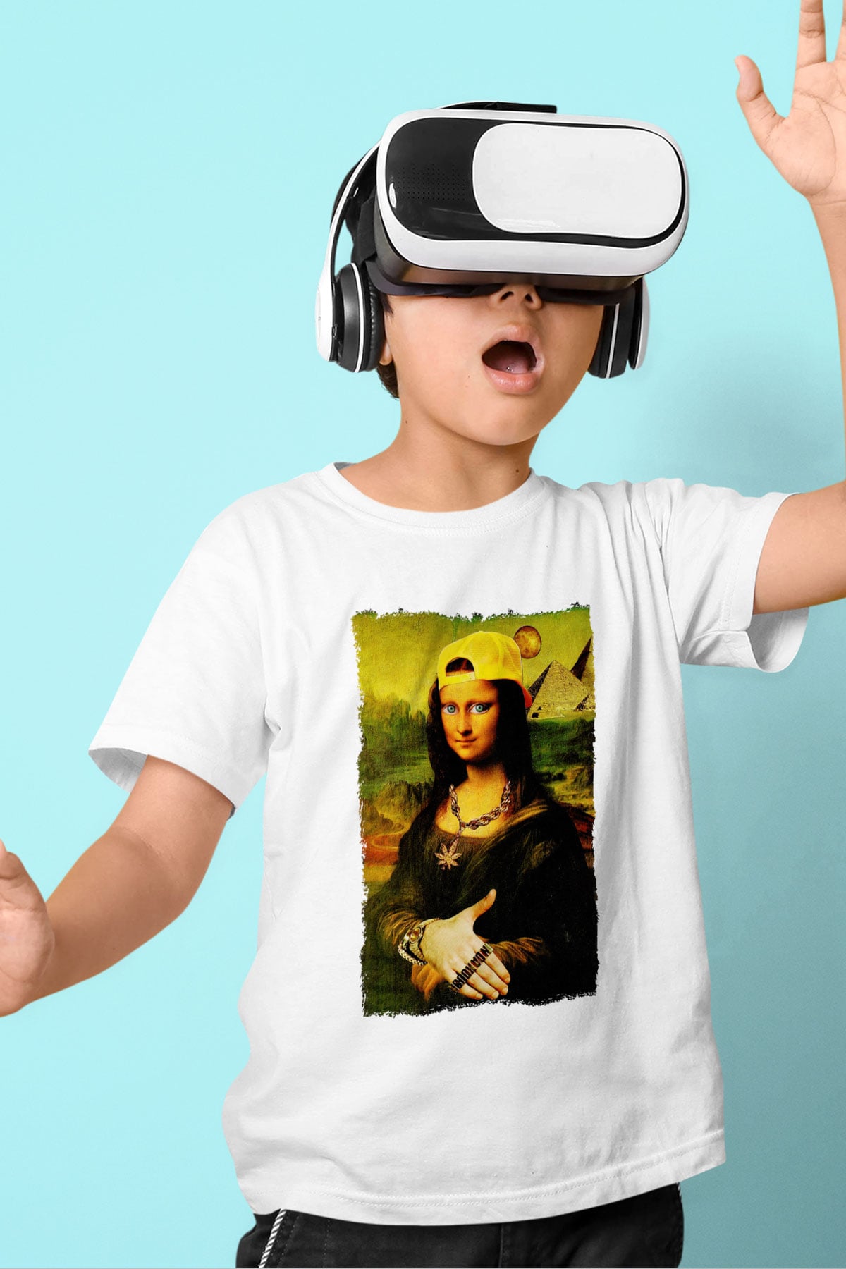 Mona Lisa Beyaz Unisex Çocuk Tişört