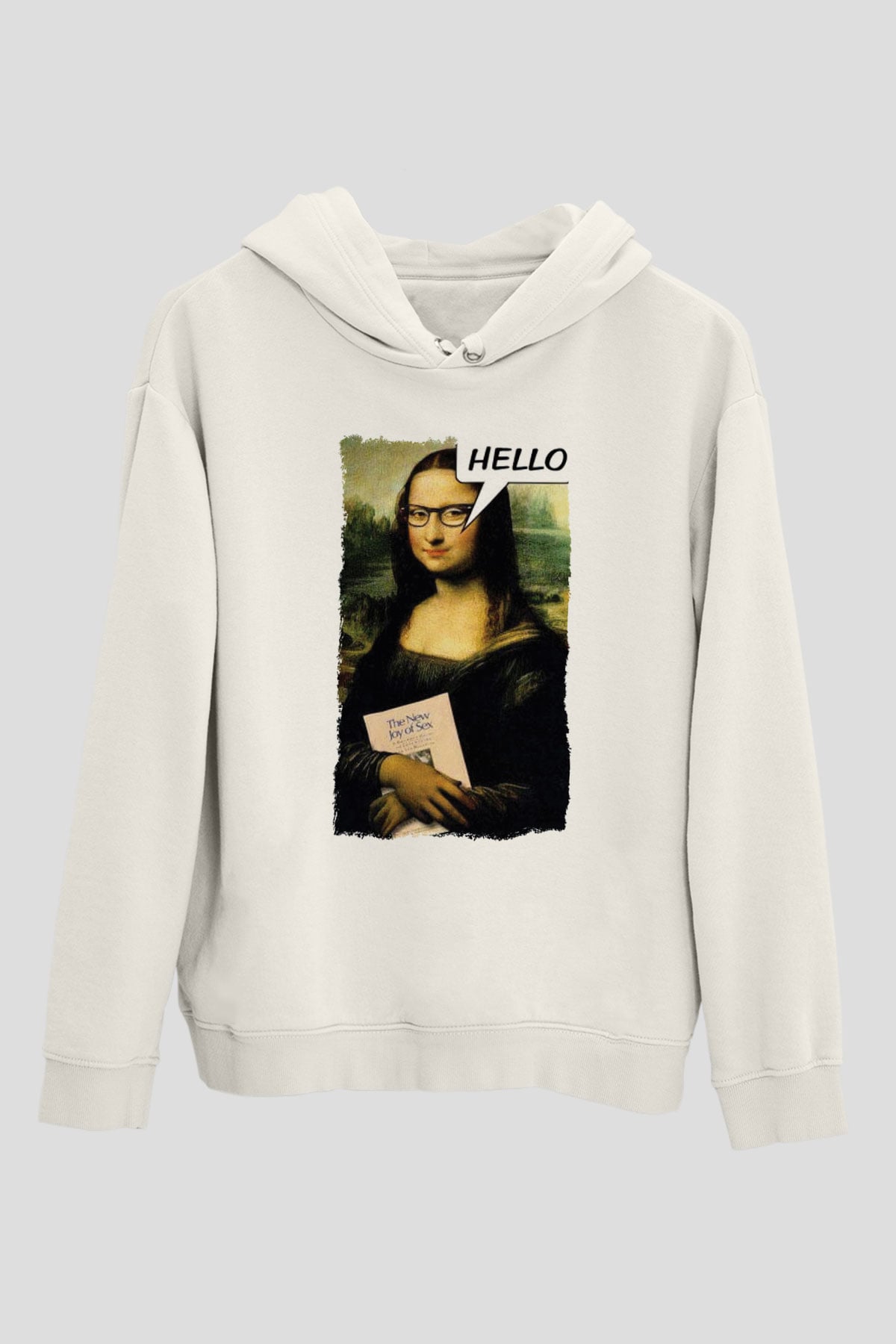 Mona Lisa Beyaz Unisex Kapüşonlu Sweatshirt