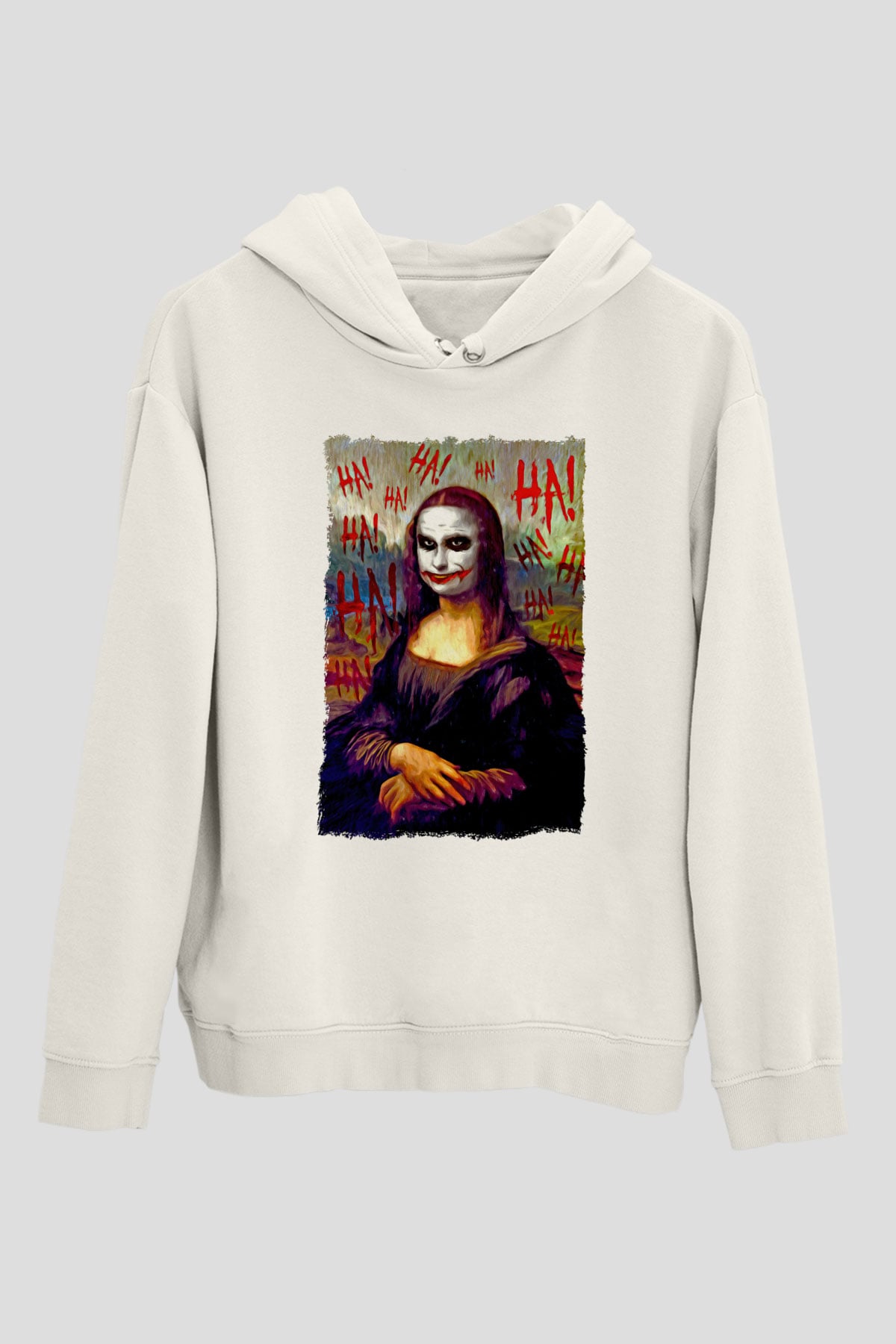 Mona Lisa Beyaz Unisex Kapüşonlu Sweatshirt
