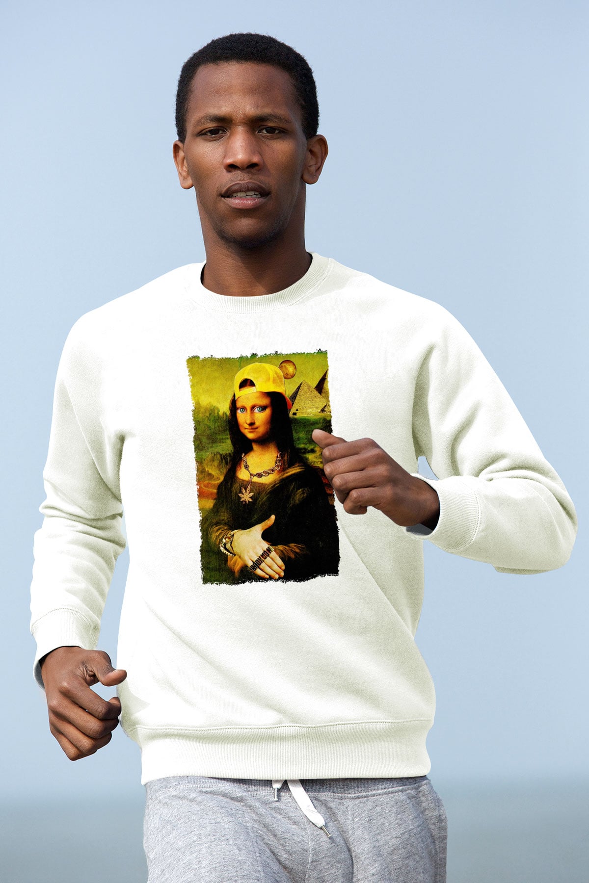 Mona Lisa Beyaz Unisex Sweatshirt