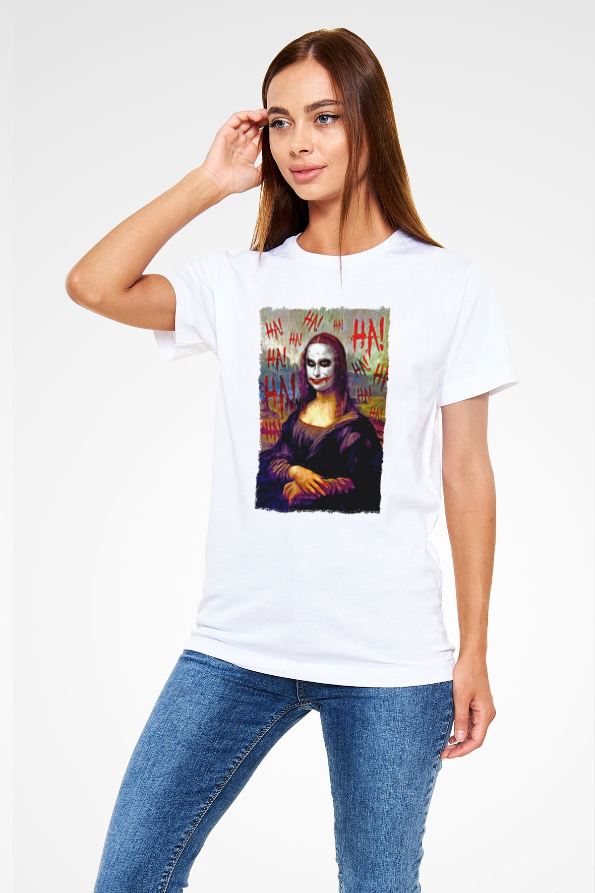 Mona Lisa Beyaz Unisex Tişört T-Shirt - TişörtFabrikası