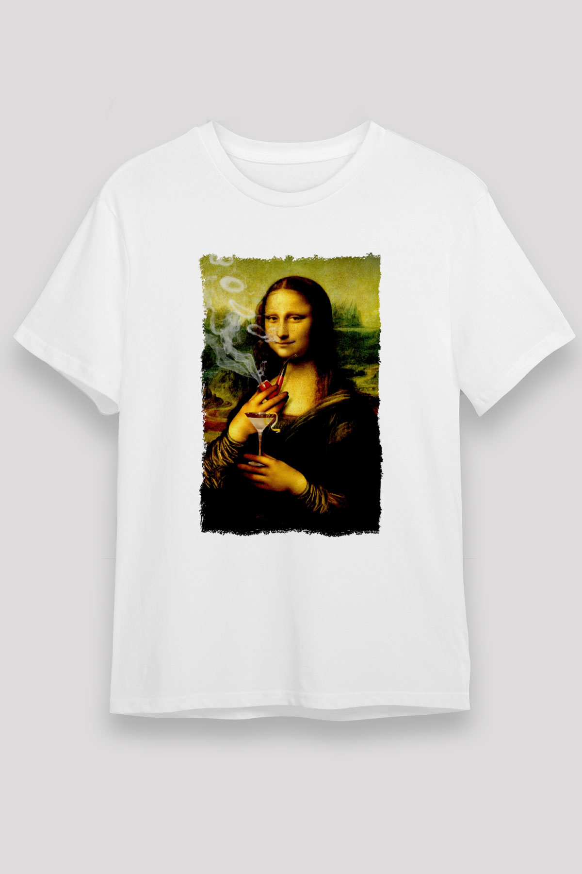 Mona Lisa Beyaz Unisex Tişört T-Shirt - TişörtFabrikası