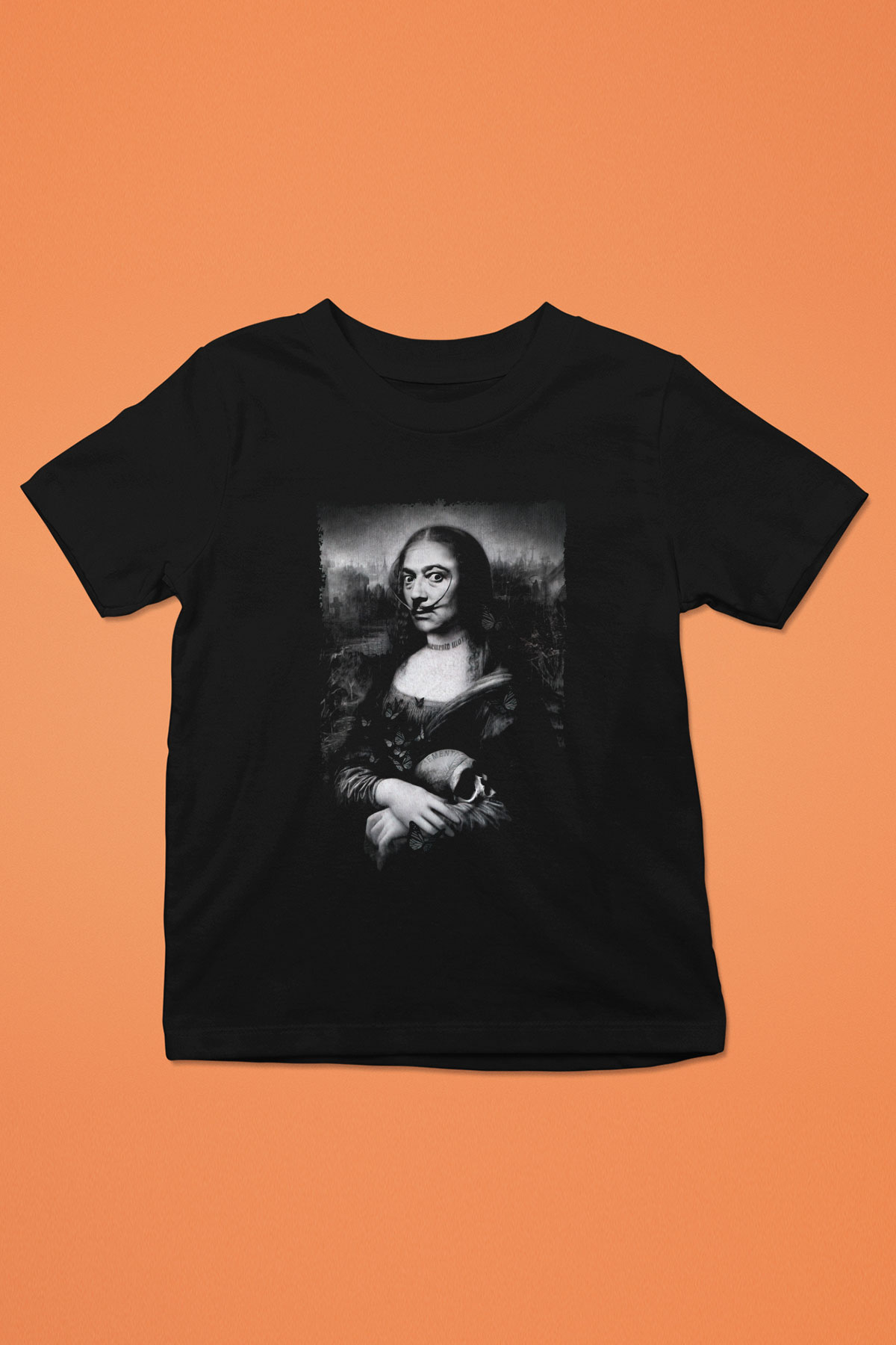 Mona Lisa Siyah Unisex Çocuk Tişört