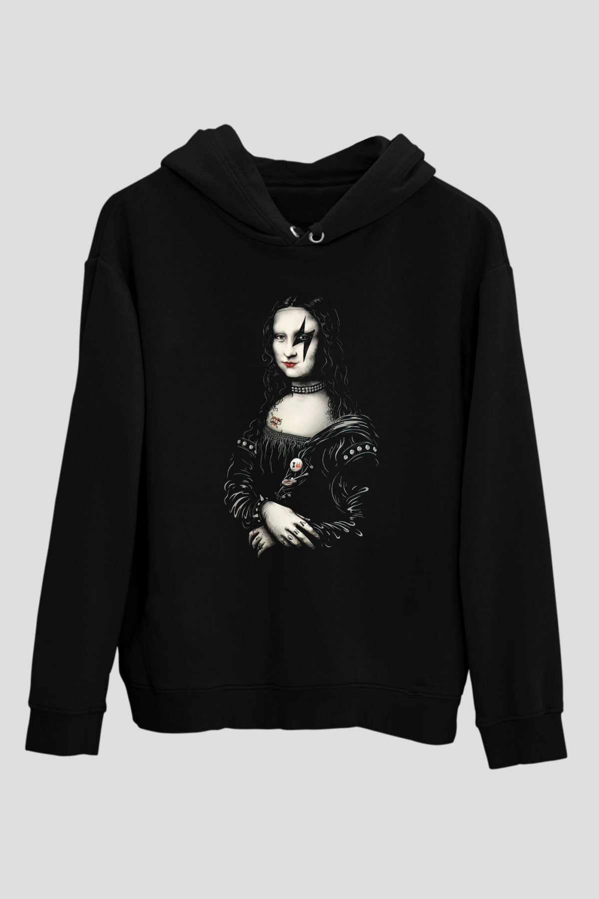 Mona Lisa Siyah Unisex Hoodie