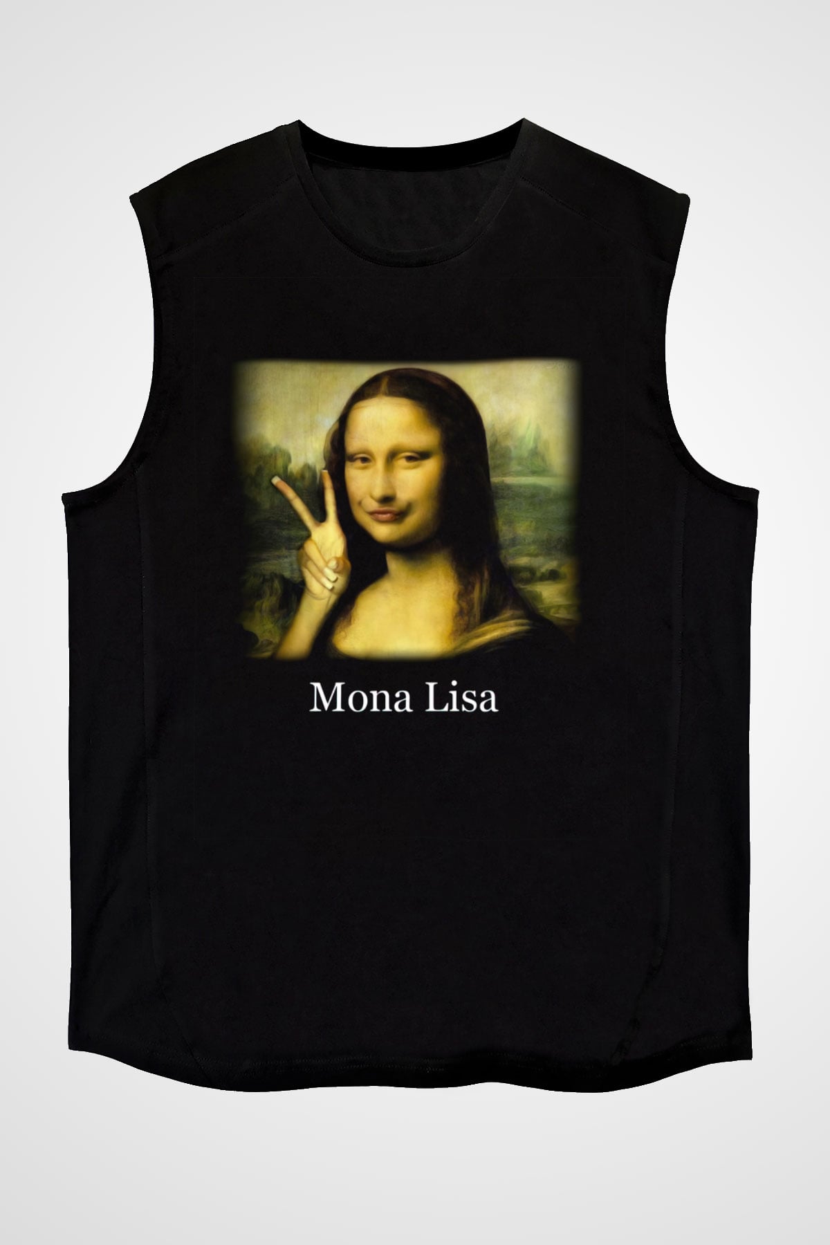 Mona Lisa Siyah Unisex Kolsuz Tişört