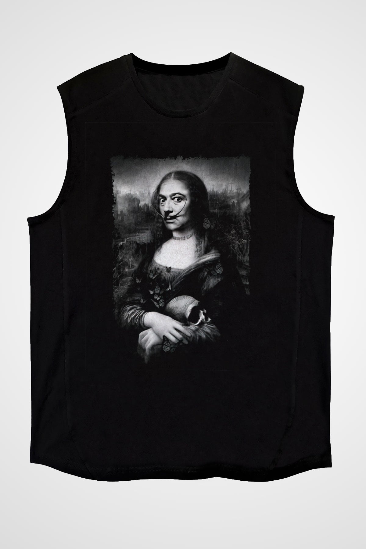 Mona Lisa Siyah Unisex Kolsuz Tişört