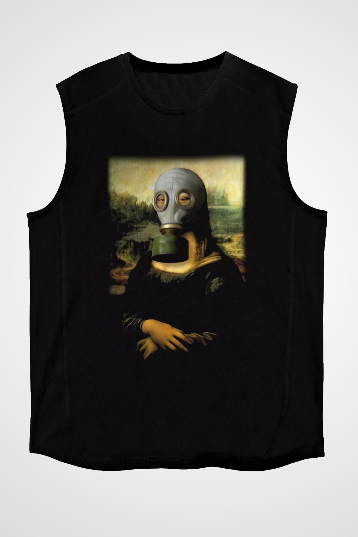 Mona Lisa Siyah Unisex Kolsuz Tişört