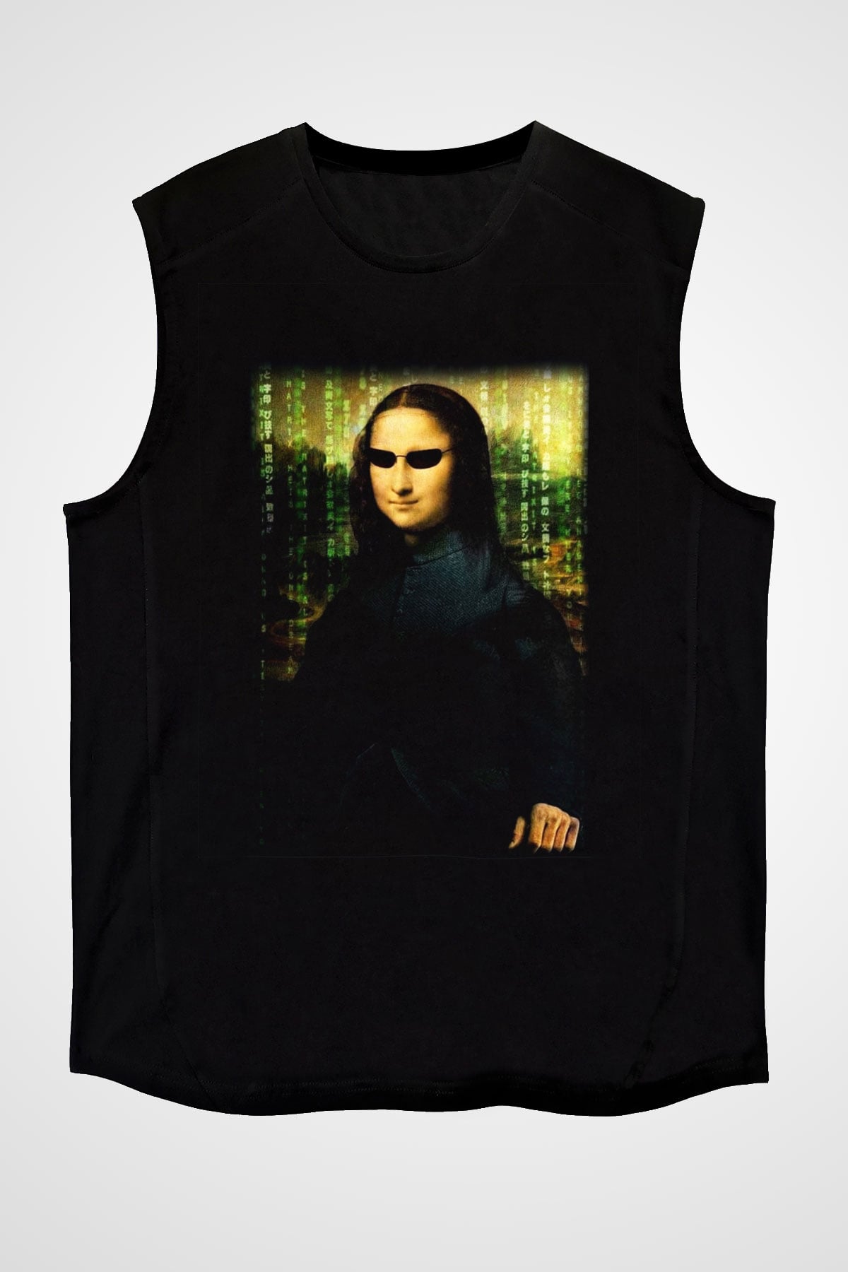 Mona Lisa Siyah Unisex Kolsuz Tişört