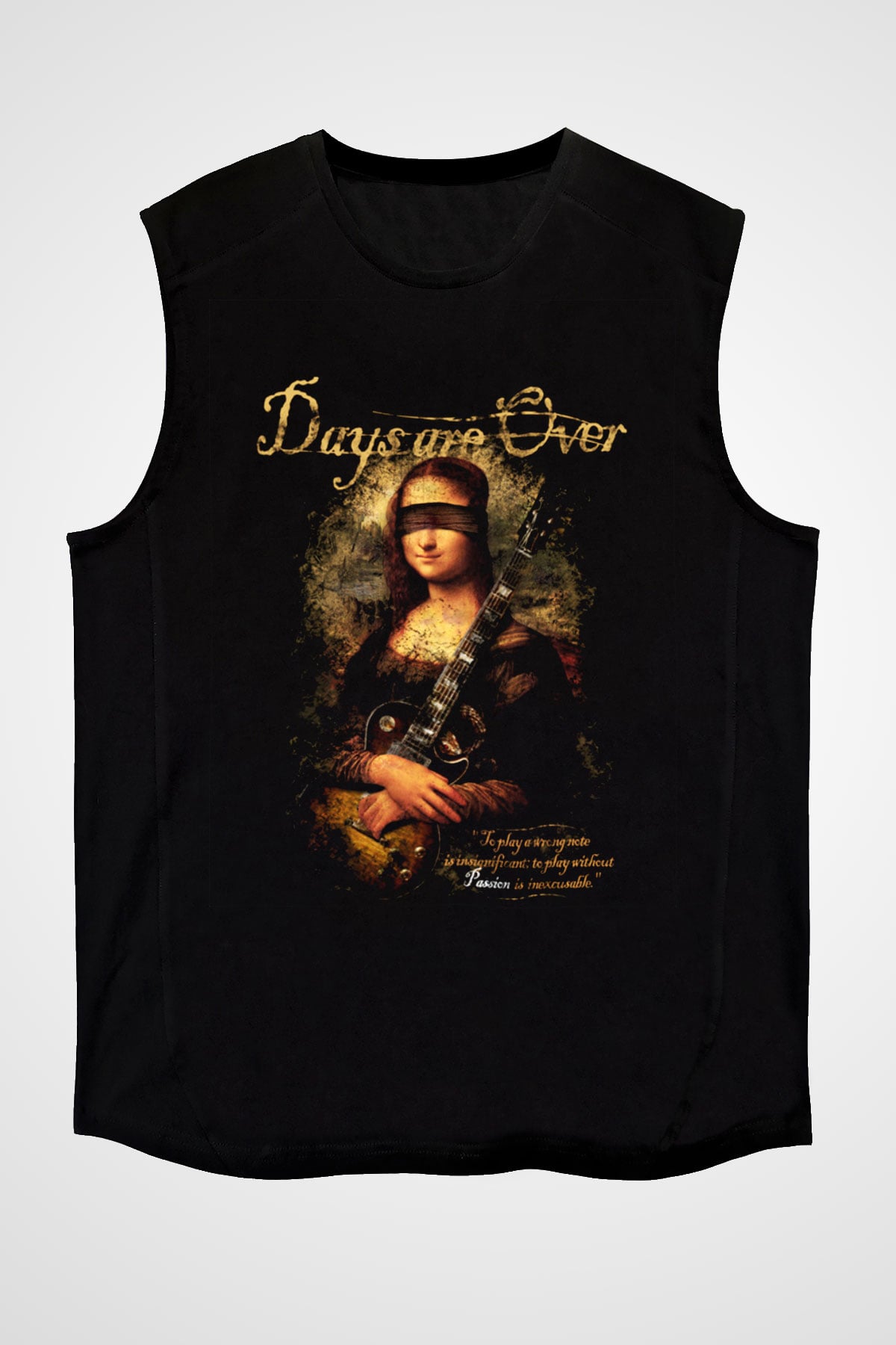 Mona Lisa Siyah Unisex Kolsuz Tişört