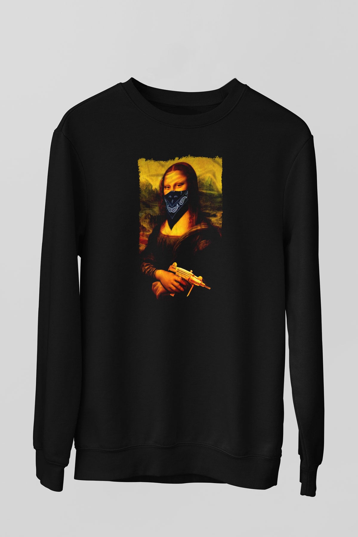 Mona Lisa Siyah Unisex Sweatshirt