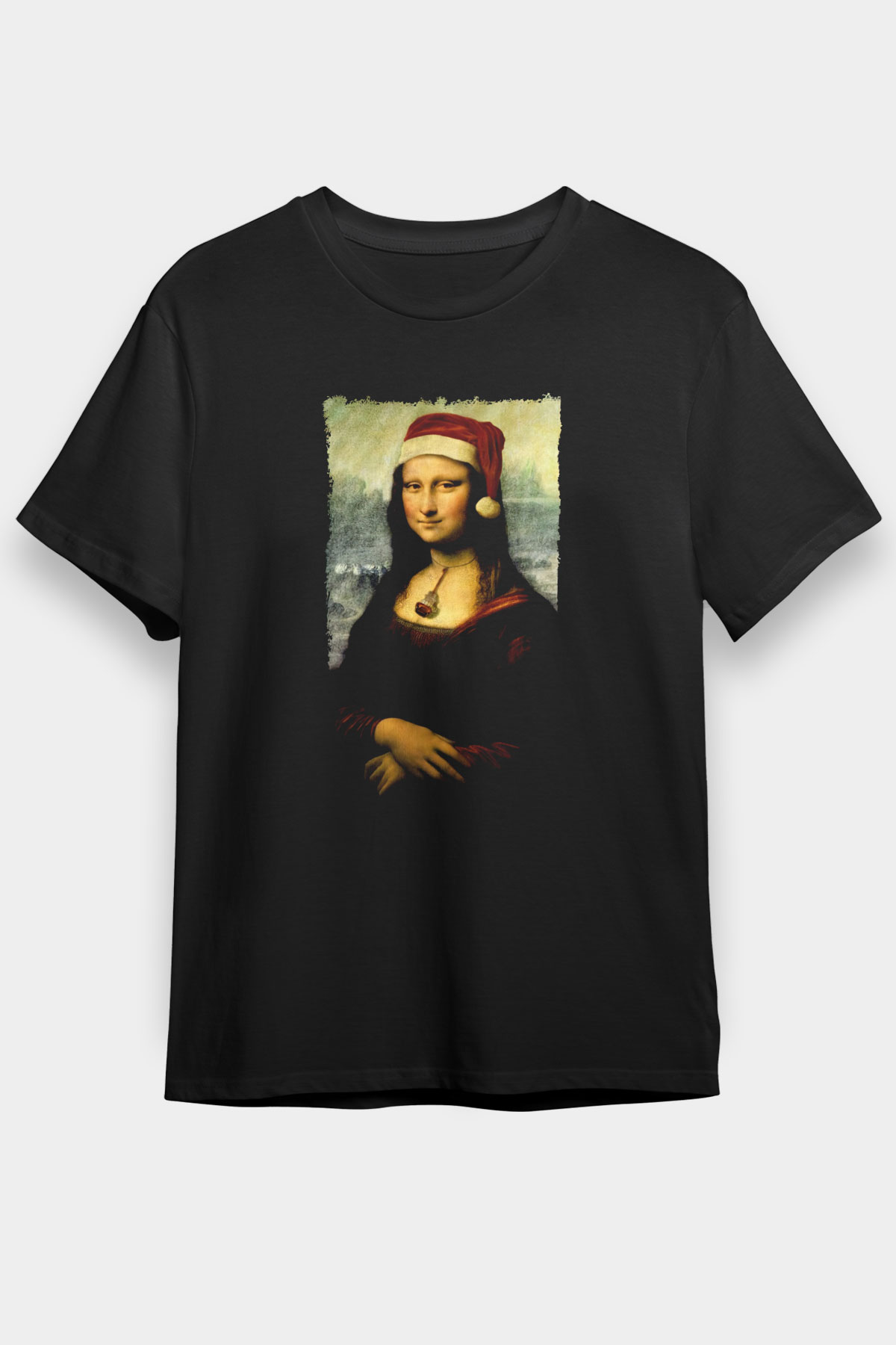 Mona Lisa Siyah Unisex Tişört T-Shirt - TişörtFabrikası