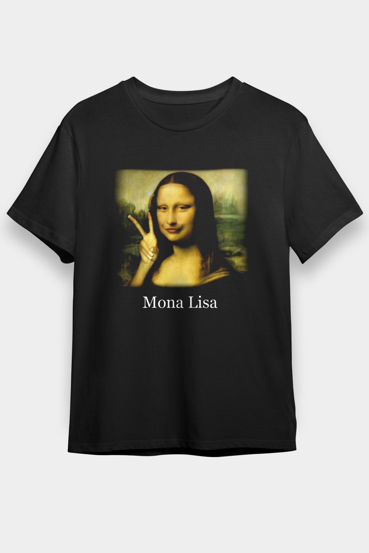 Mona Lisa Siyah Unisex Tişört T-Shirt - TişörtFabrikası