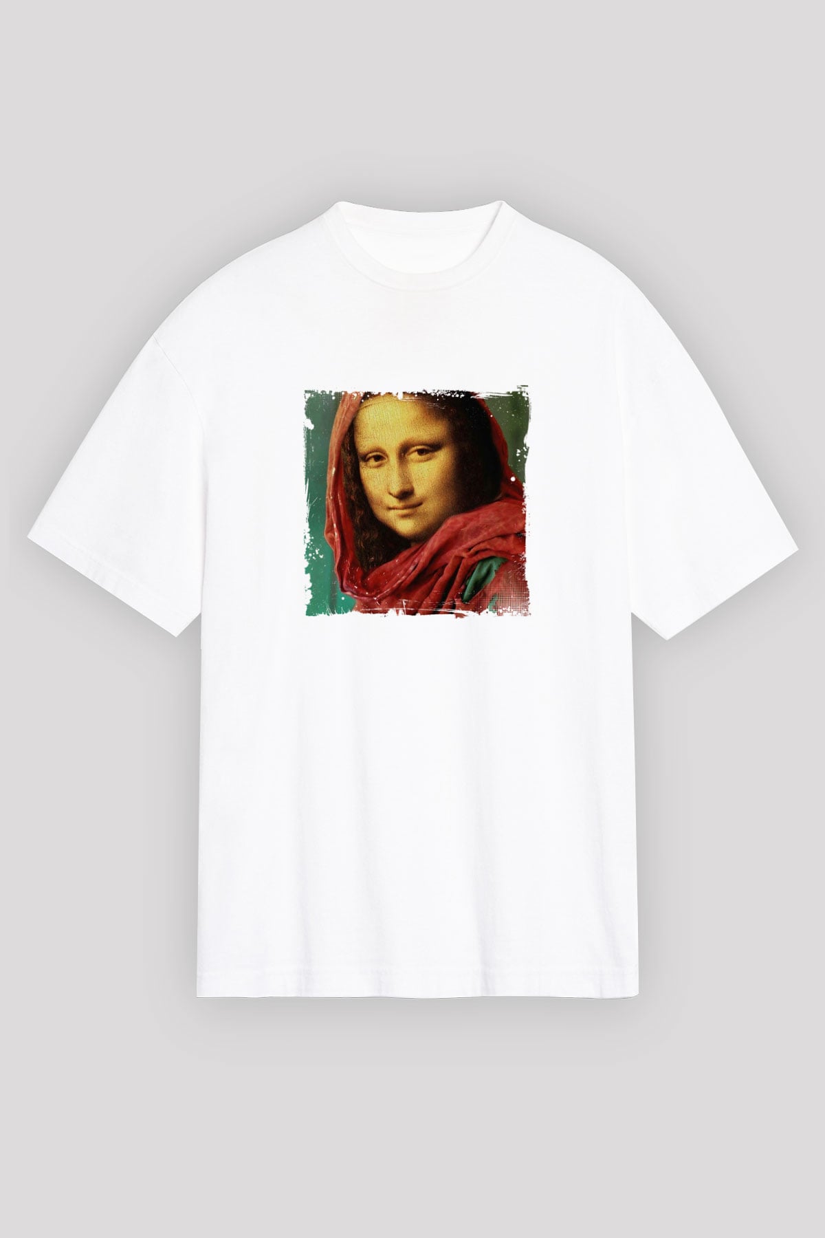 Mona Lisa Unisex Baskılı Beyaz Tişört