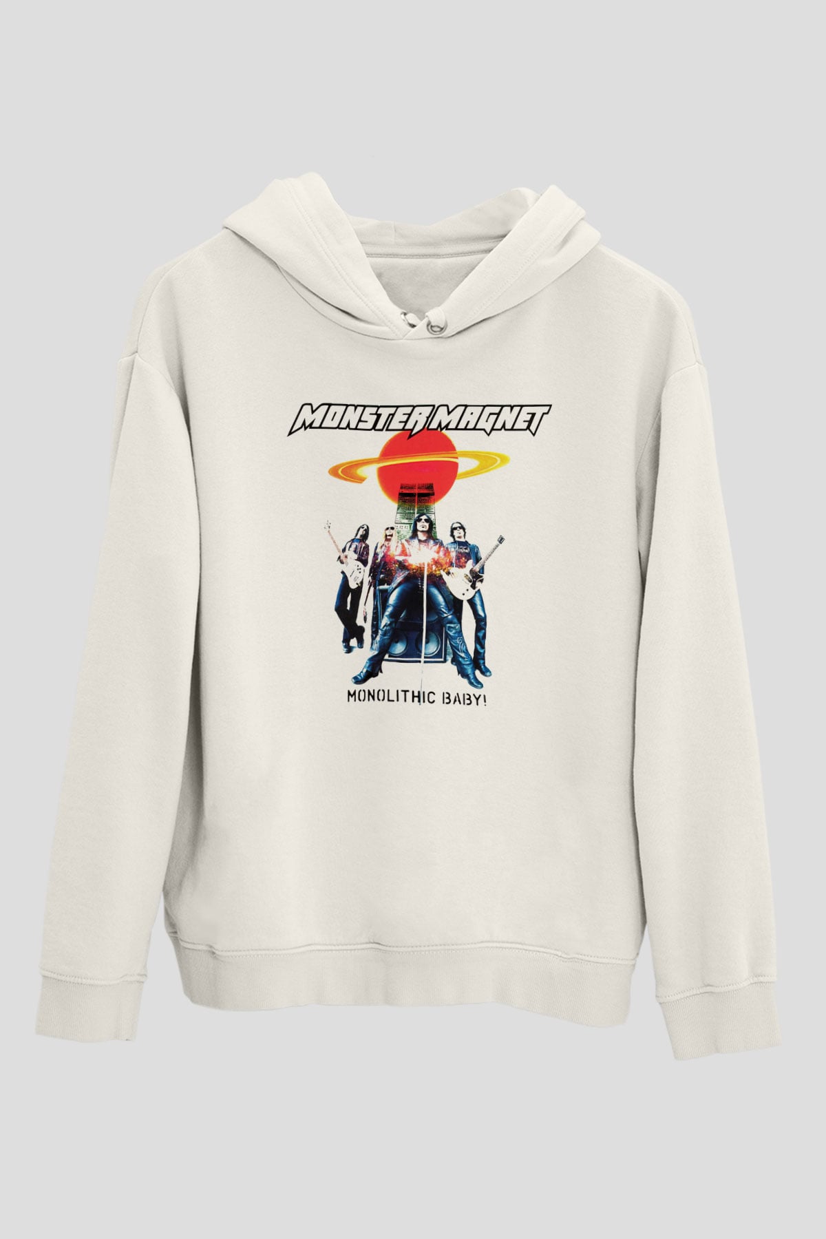 Monster Magnet Beyaz Unisex Kapşonlu Sweatshirt
