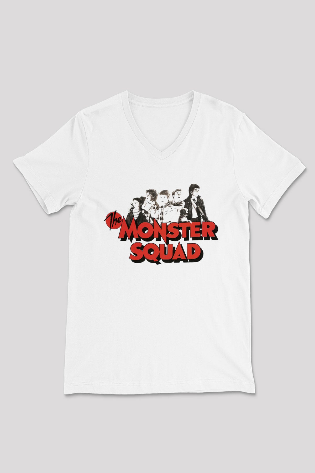 Monster Squad Beyaz Unisex V Yaka Tişört