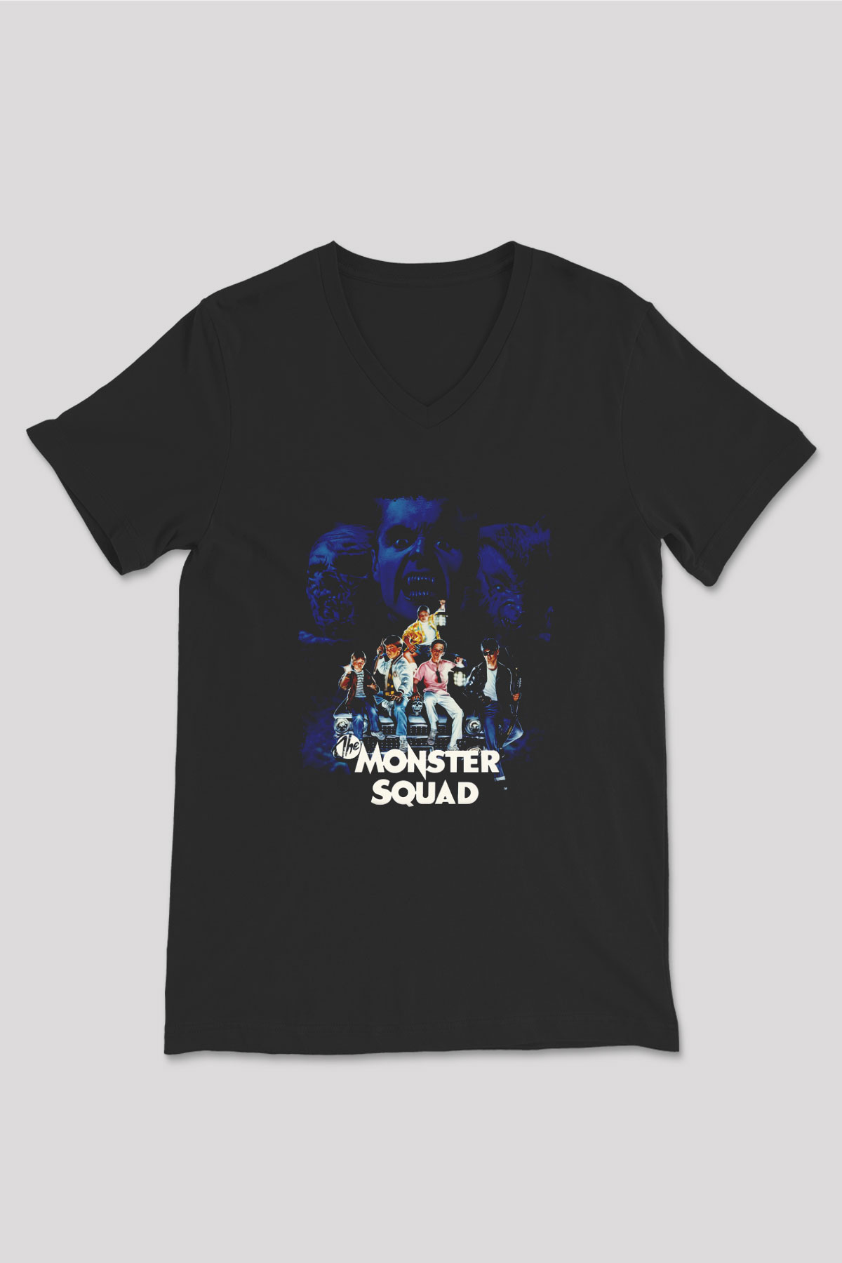 Monster Squad Siyah Unisex  V Yaka Tişört