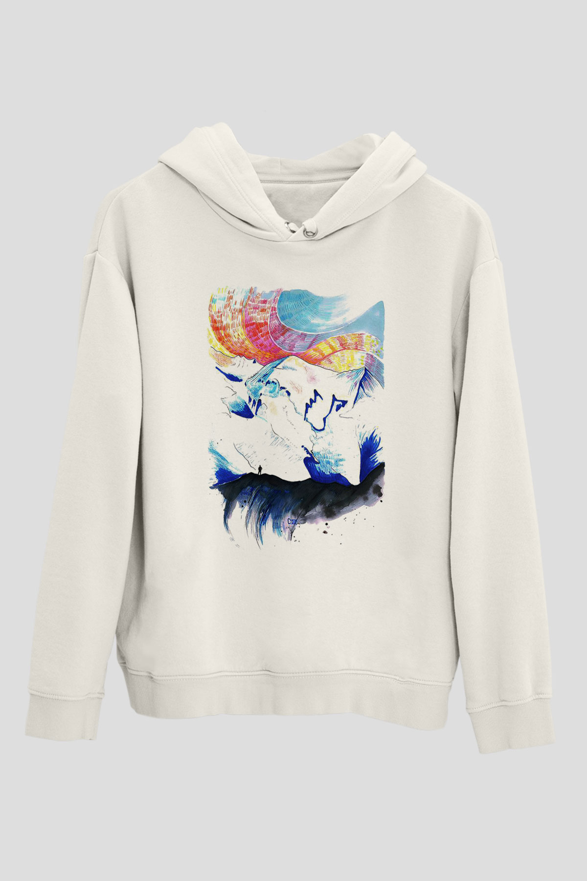 Mont Blanc Beyaz Unisex Kapşonlu Sweatshirt