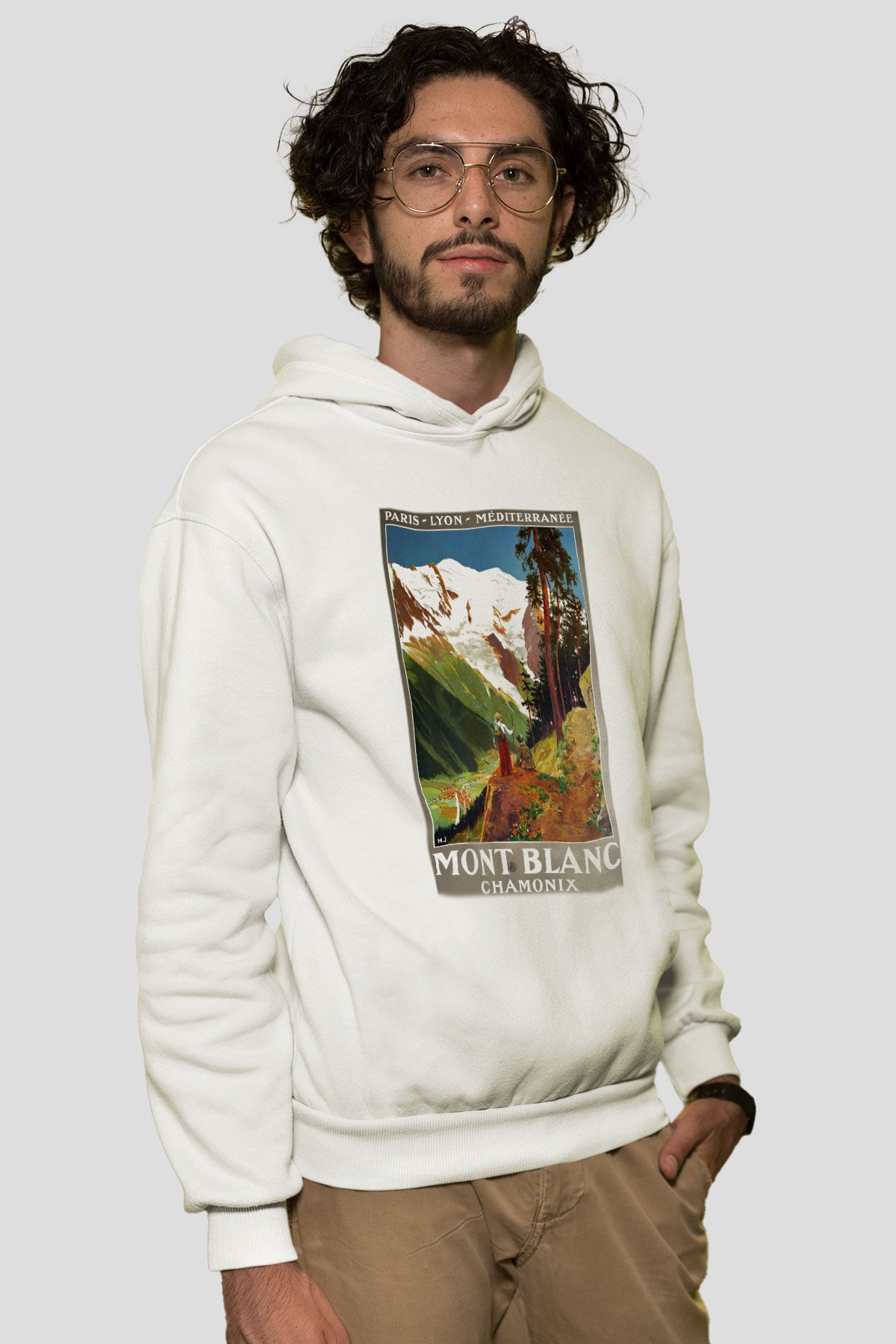Mont Blanc Beyaz Unisex Kapşonlu Sweatshirt