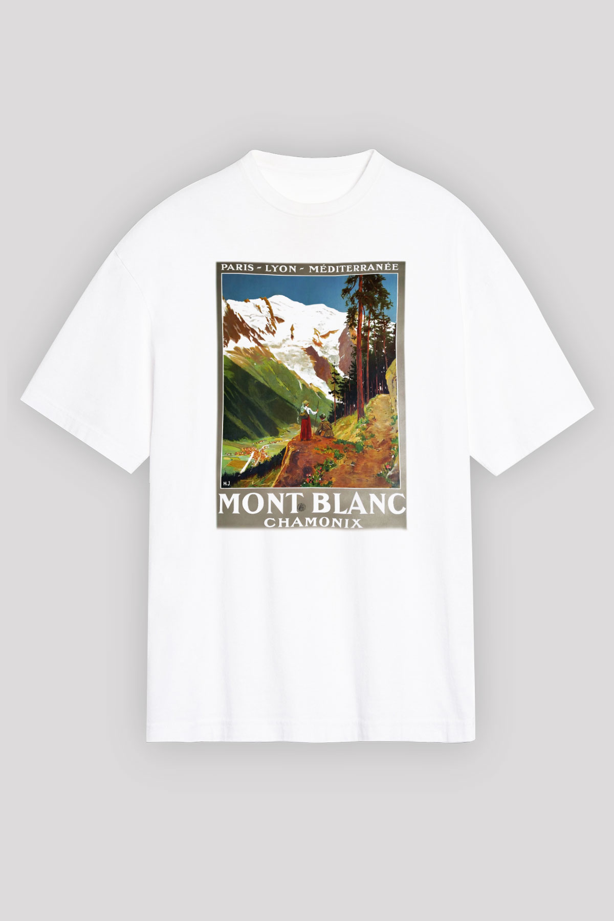 Mont Blanc Beyaz Unisex Oversize Tişört T-Shirt