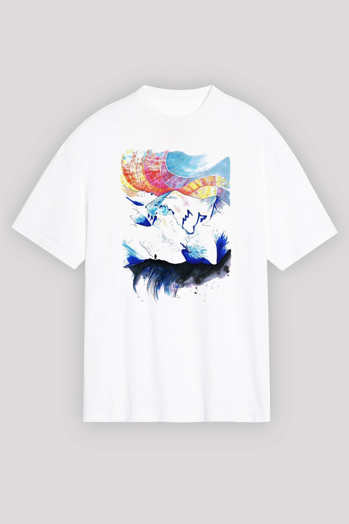 Mont Blanc Beyaz Unisex Oversize Tişört T-Shirt