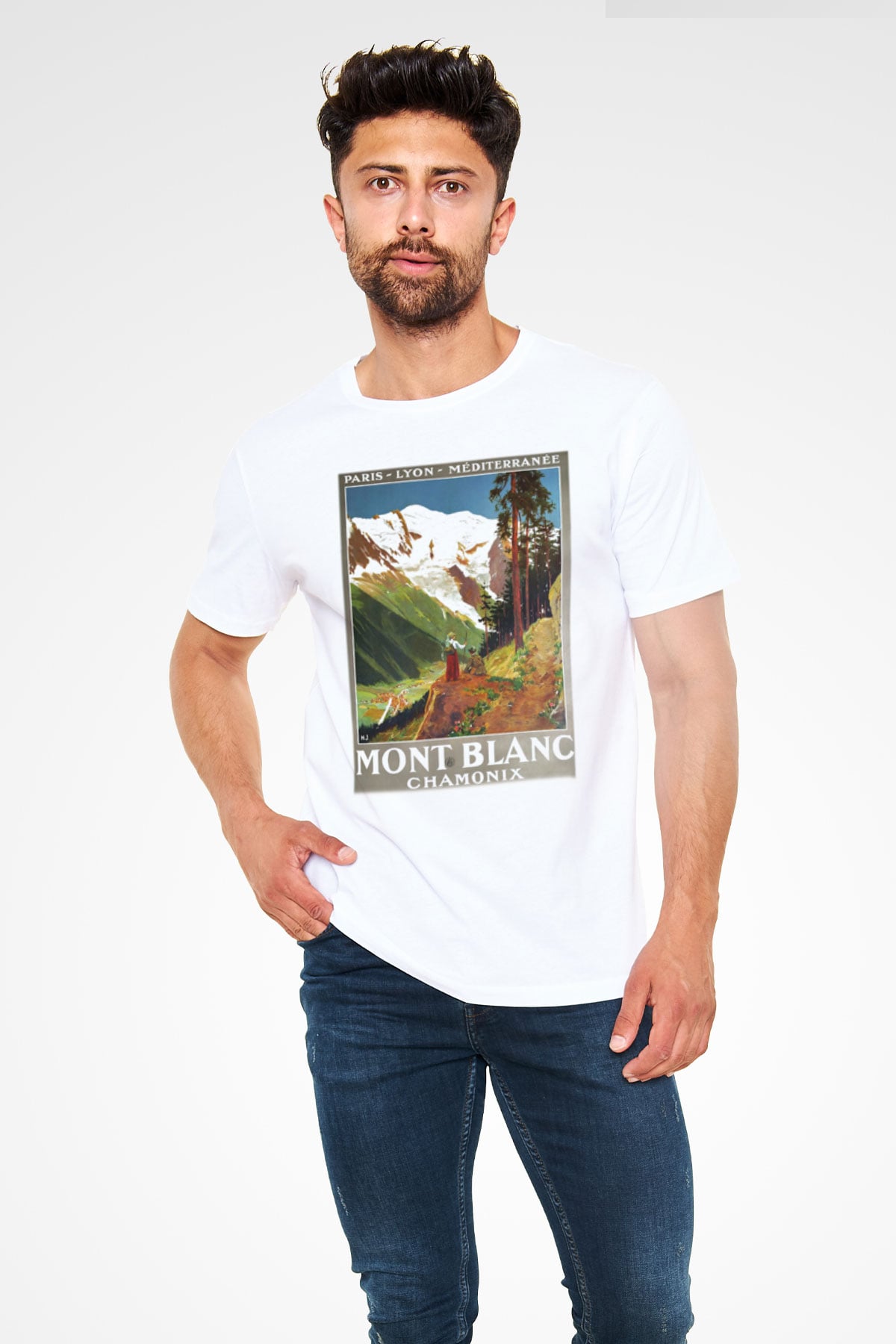 Mont Blanc Beyaz Unisex Tişört T-Shirt - TişörtFabrikası