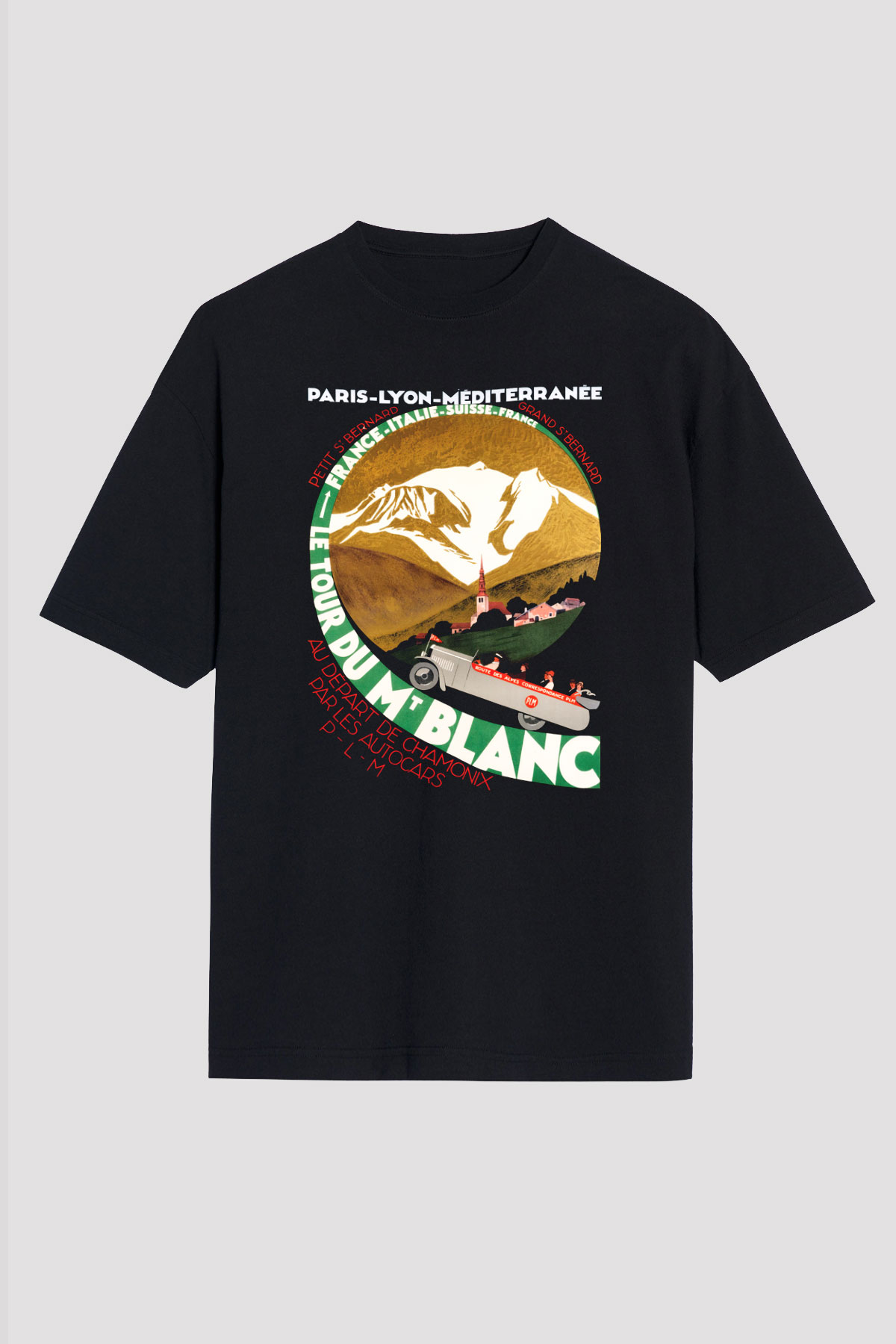 Mont Blanc Siyah Unisex Oversize Tişört T-Shirt