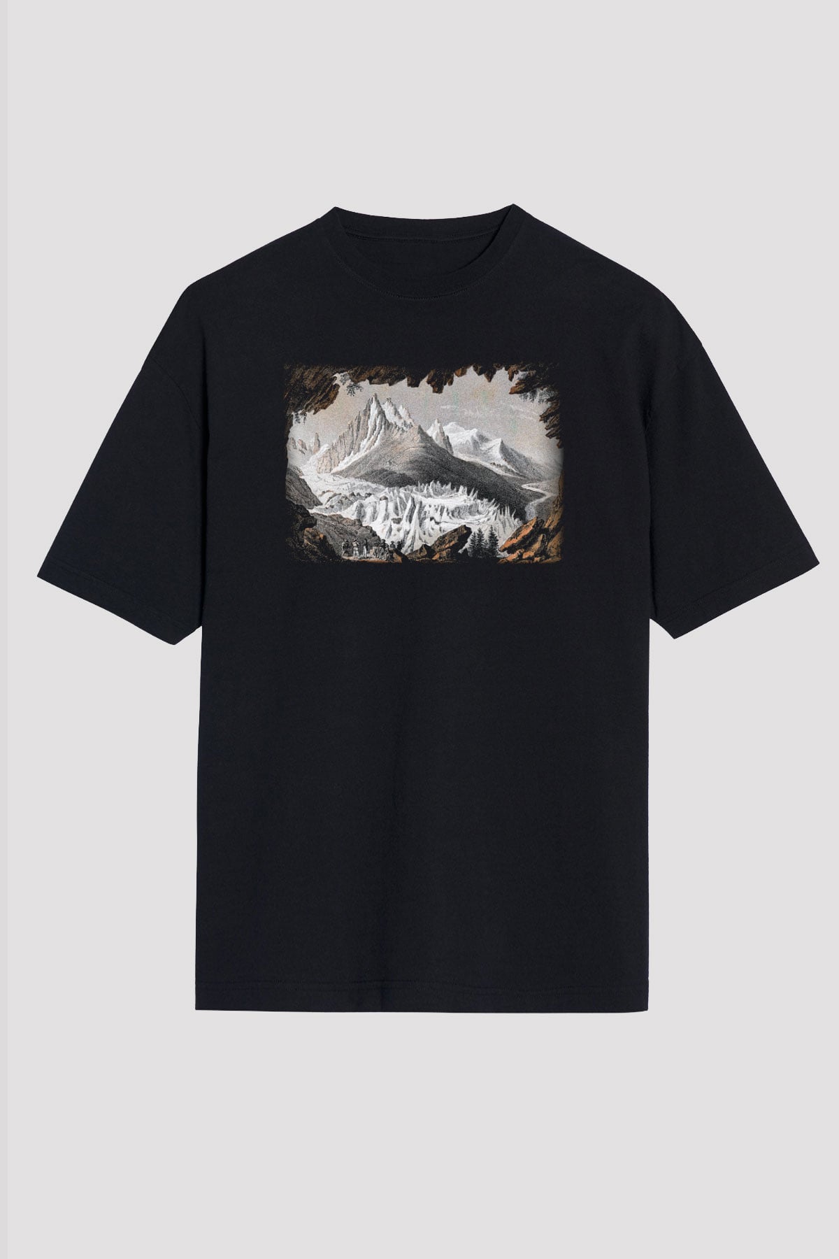 Mont Blanc Siyah Unisex Oversize Tişört T-Shirt