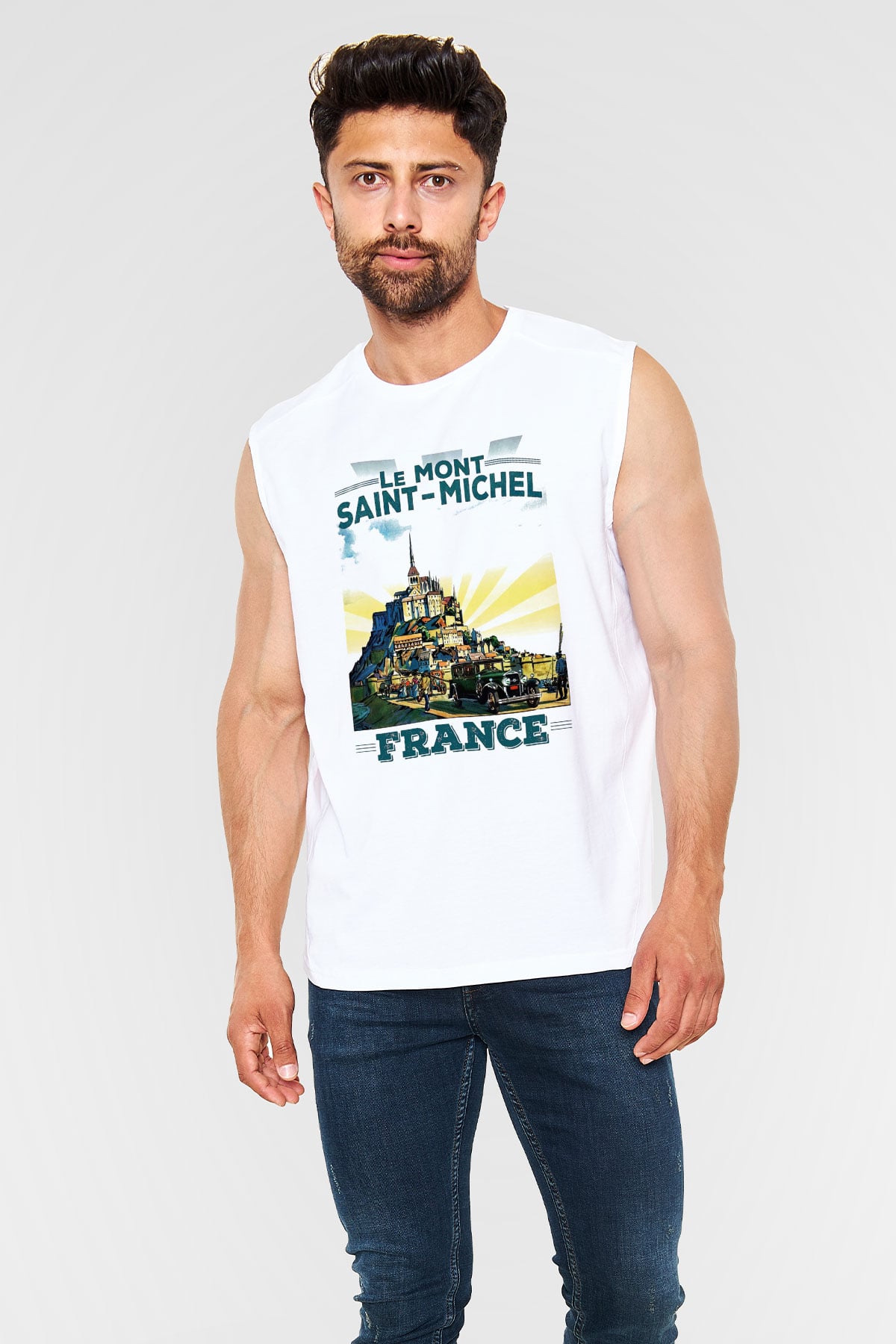 Mont Saint-Michel Beyaz Unisex Kolsuz Tişört